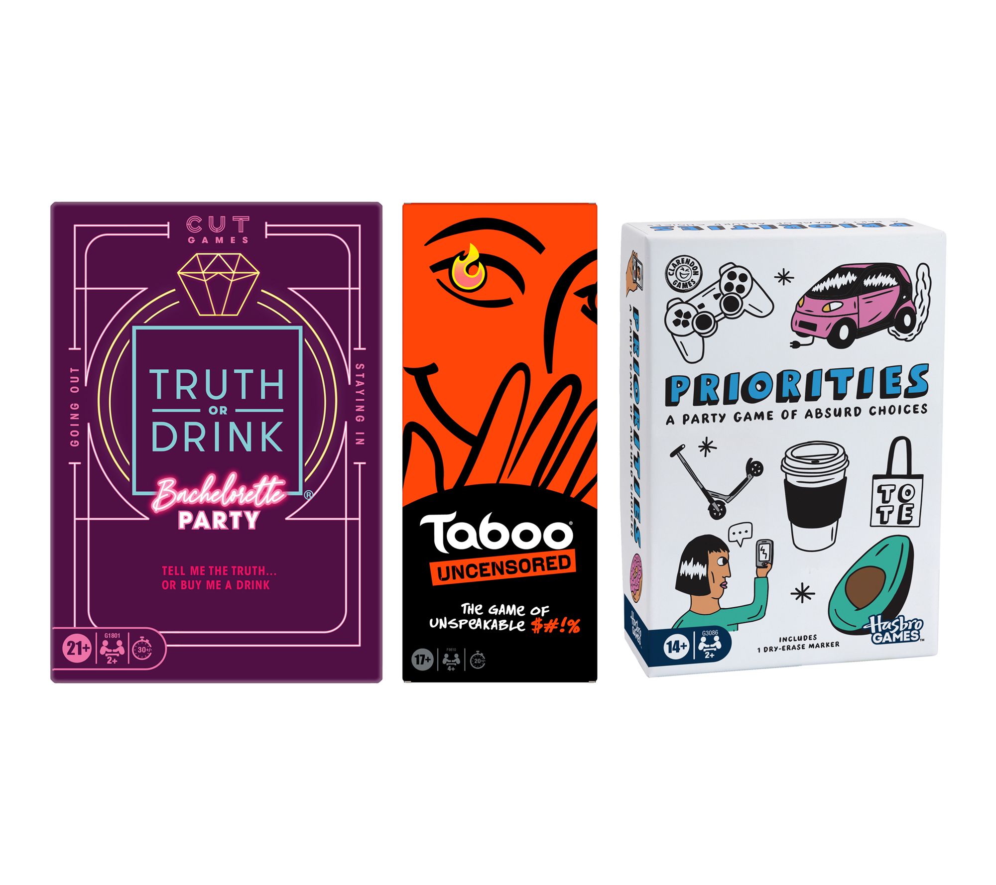 Hasbro Taboo Uncensored, Priorities & Truth orDrink Set