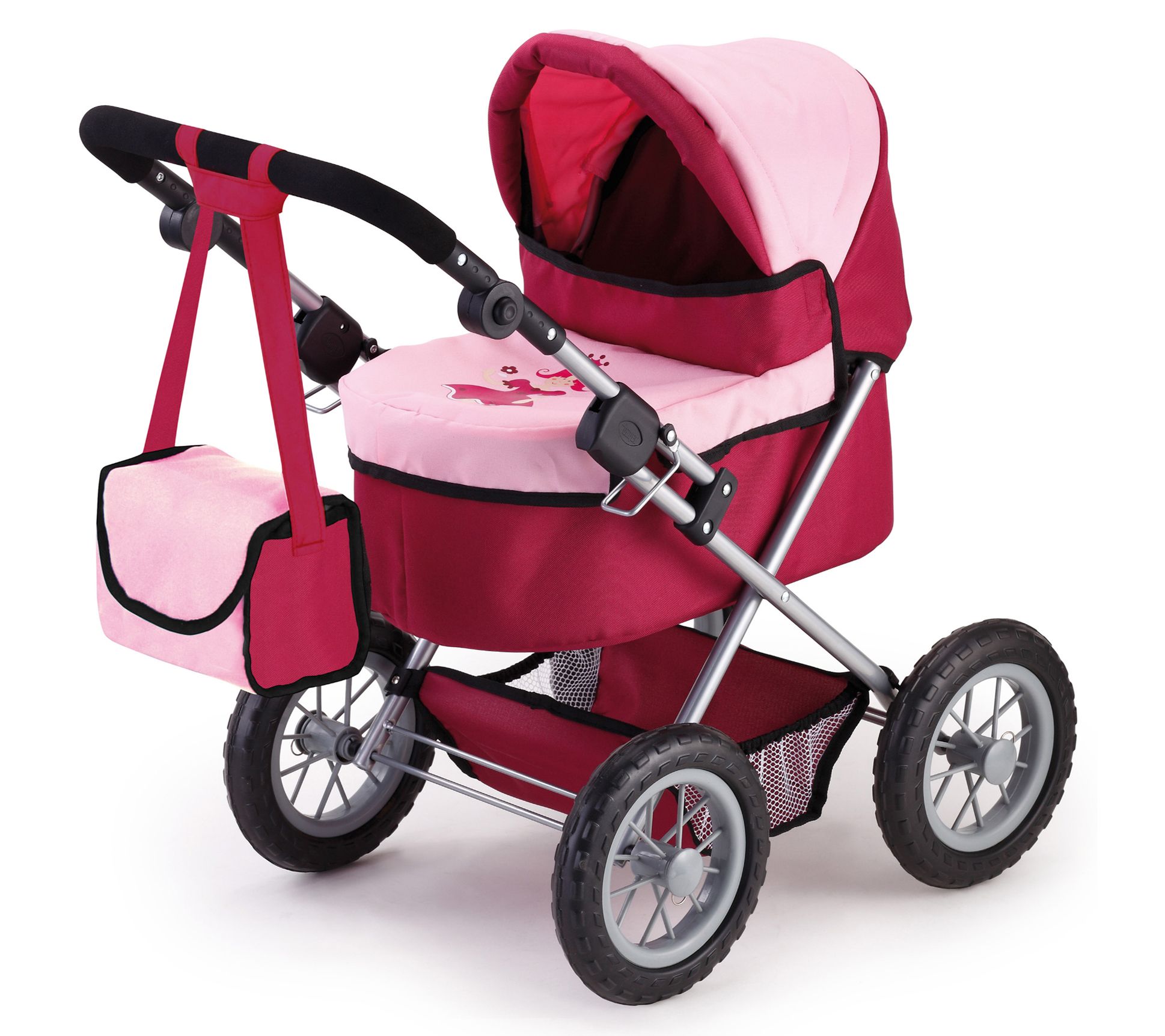 Trendy Pram Stroller For Toy Baby Dolls Red/Pink