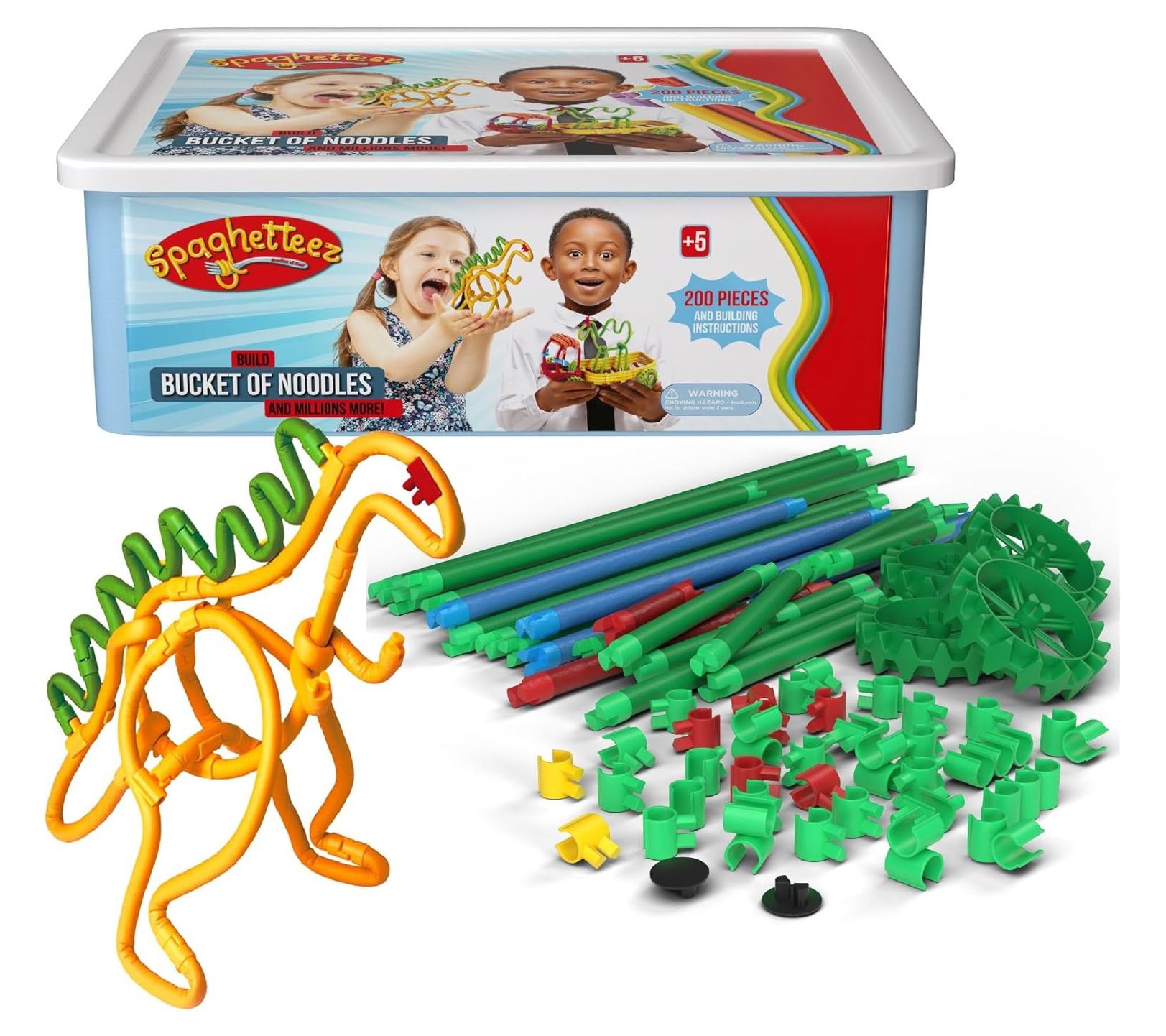 MukikiM Bucket of Noodles Construction Toys 200pc