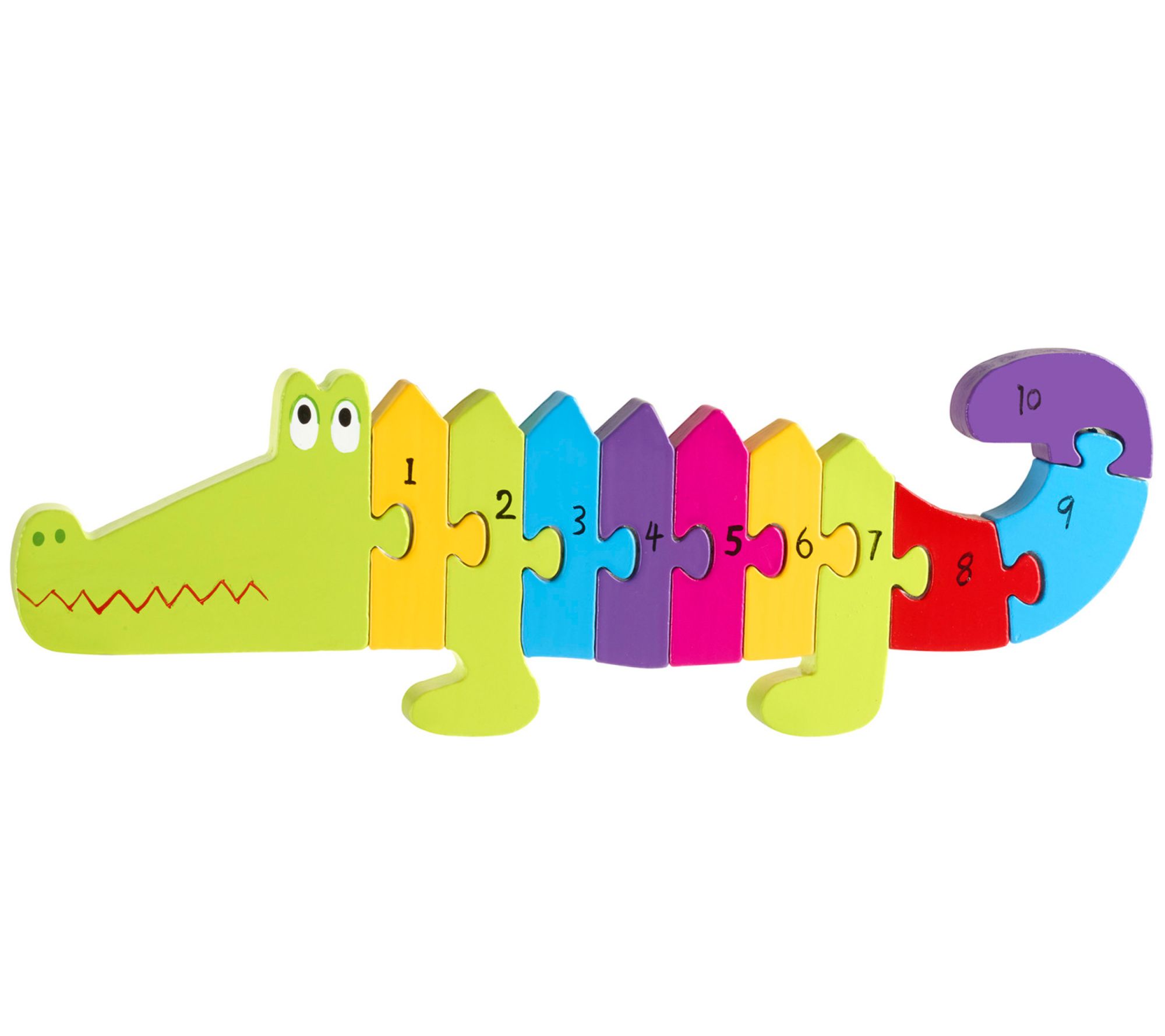 Orange Tree Toys 11 pc Animal Shaped CrocodileNumber Puzzle