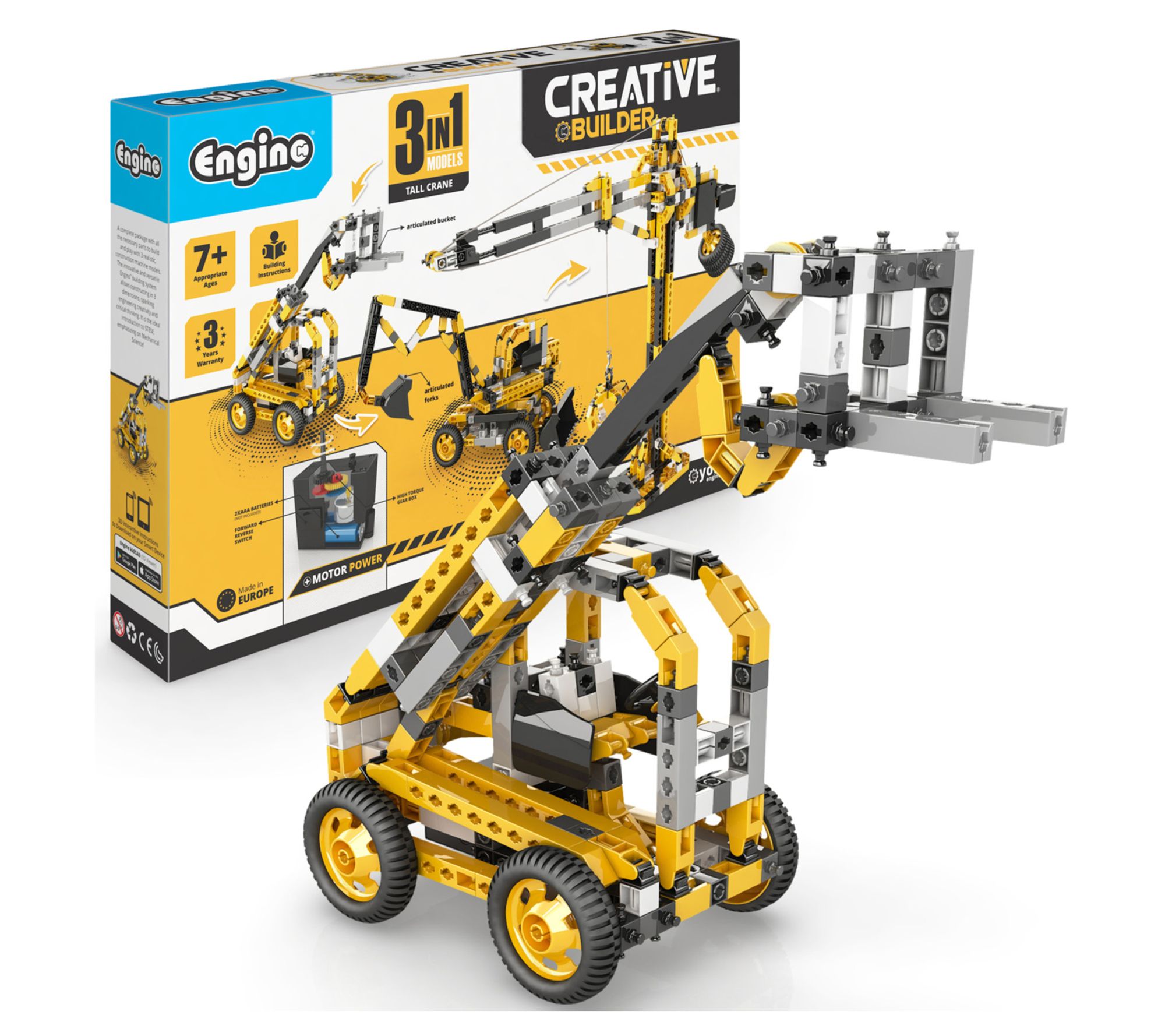 Engino: Creative Builder - 3-In-1 Tall Crane -Motor Powered