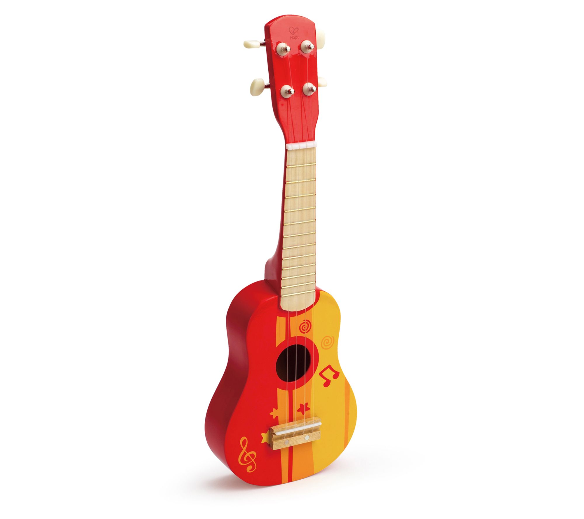 Hape Kid's Wooden Toy Ukulele - Red/Yellow, 21"