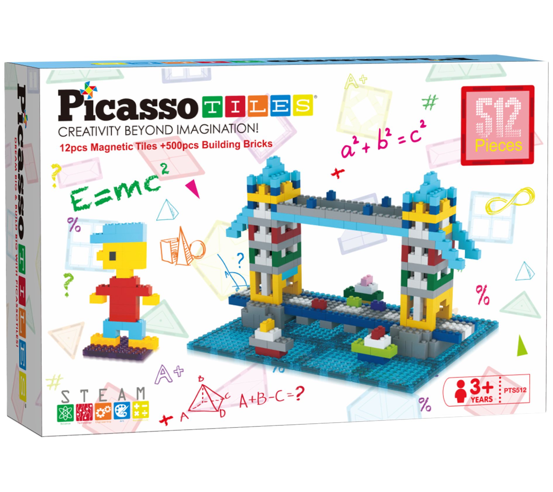 PicassoTiles 512 Piece Magnetic Tile Building Bock Set 