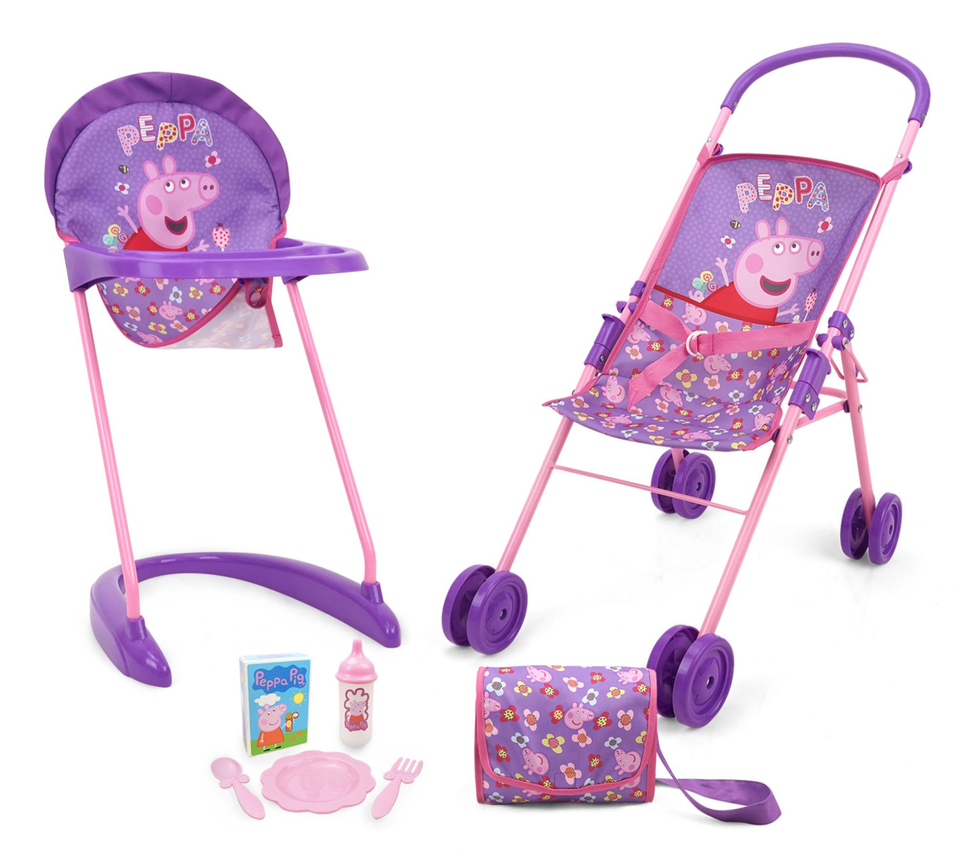 Peppa Pig Stroll n' Feed 8 Piece Doll Accessories Set