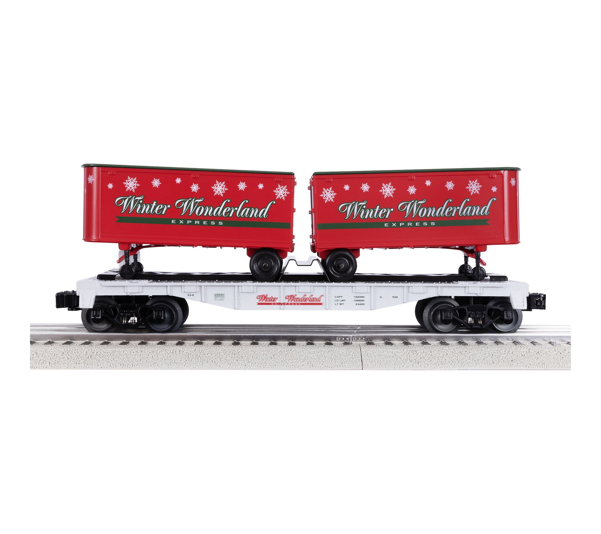 Lionel Winter Wonderland Train Flatcar with Piggyback Trailers