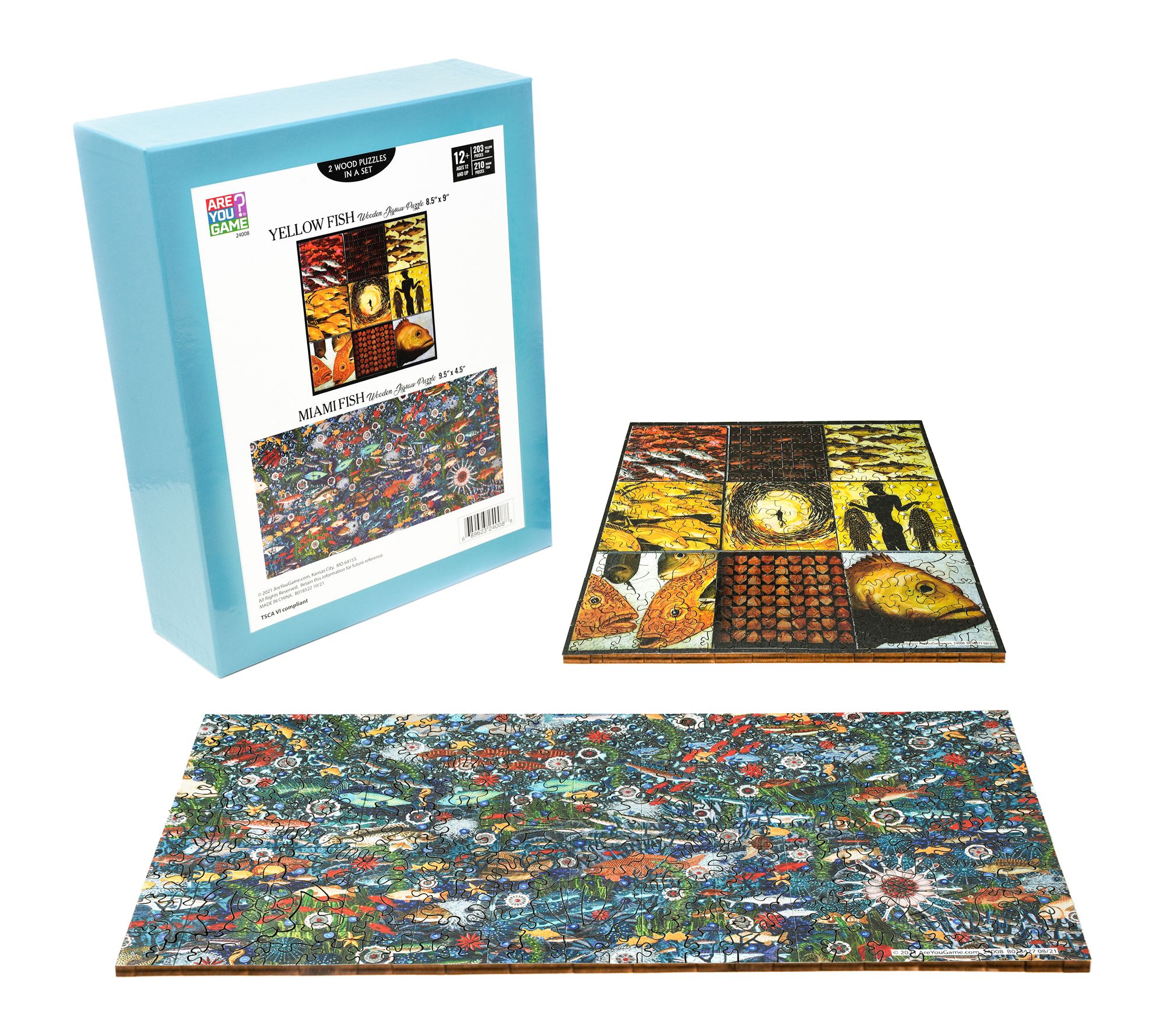 Wooden Jigsaw Puzzle Set - Yellow Fish & MiamiFish: 413 Pcs