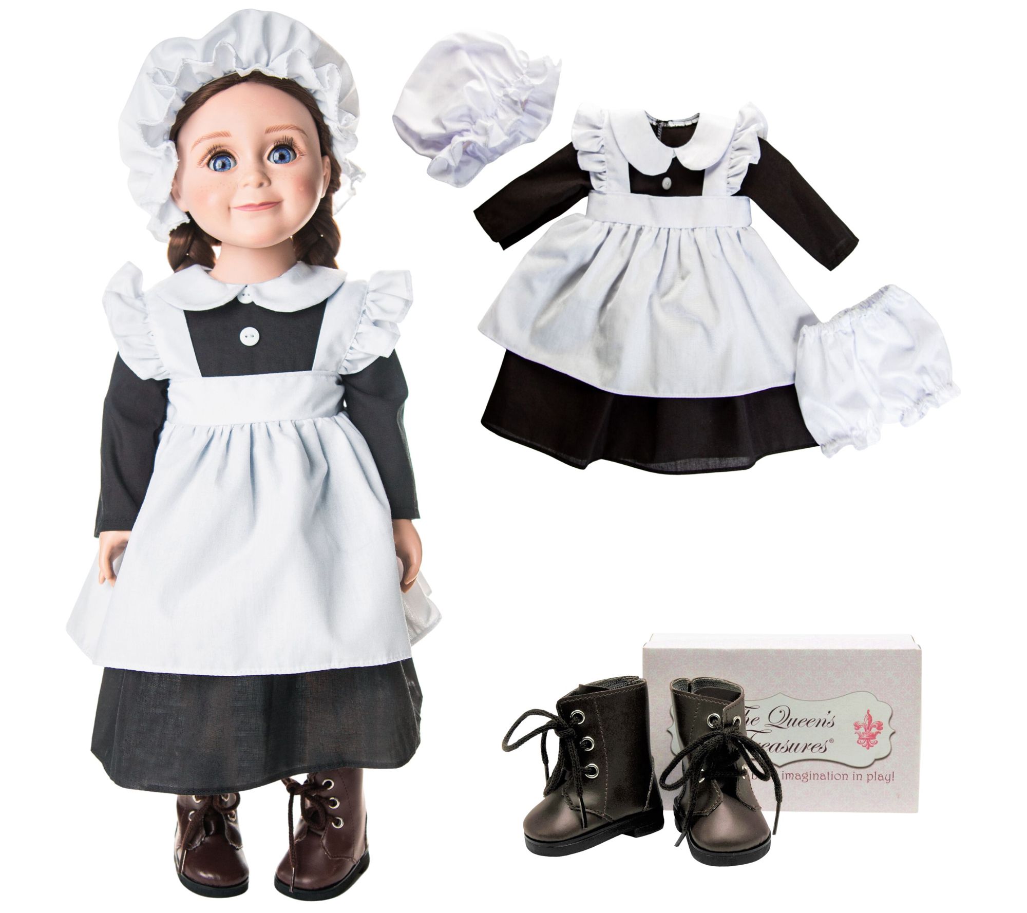 The Queen's Treasures 18 inch Doll Clothes Accessory Brown Lace Up Vintage Style Boots Plus Shoe Box