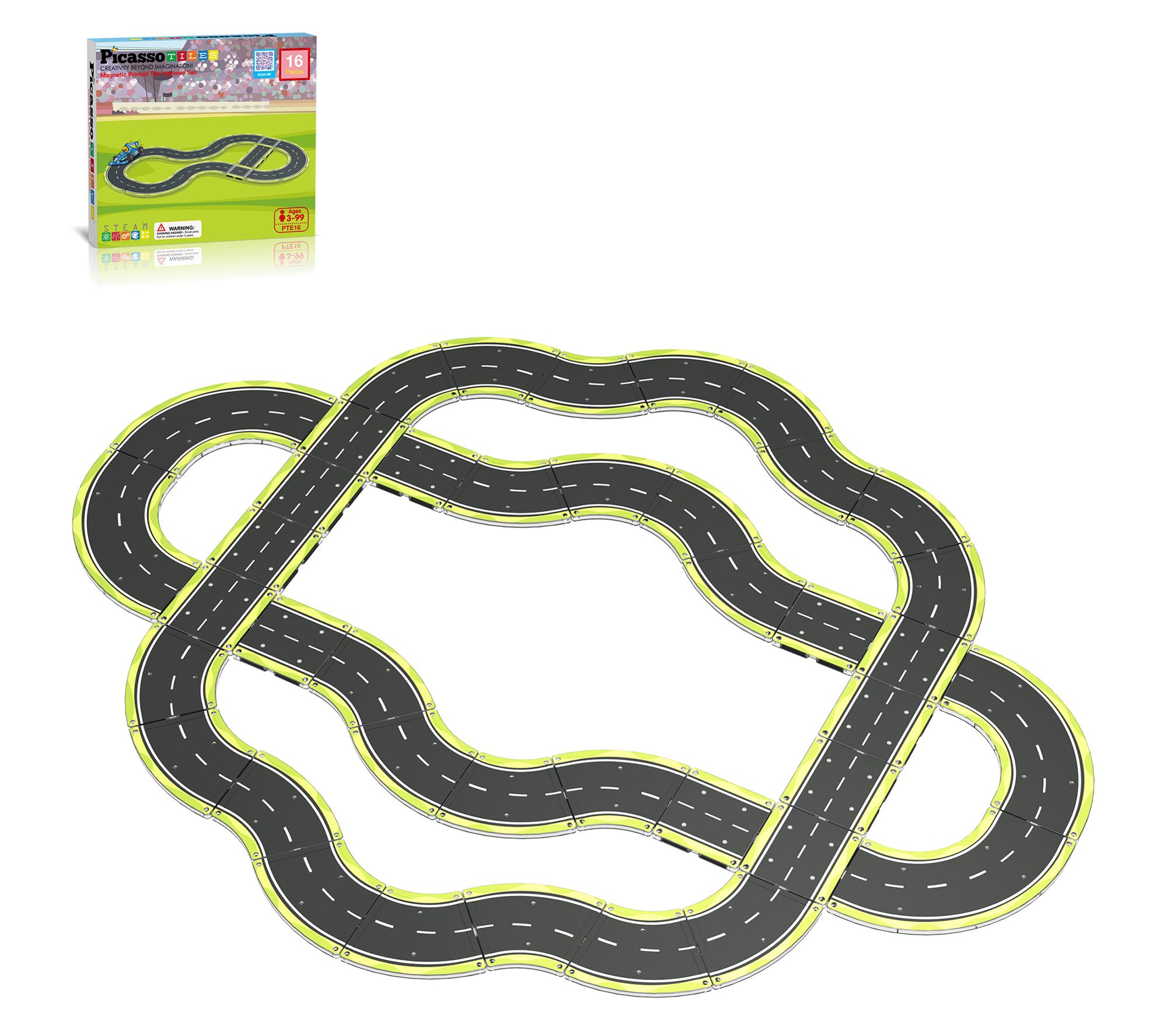 PicassoTiles Magnetic Racetrack Speedway Tiles