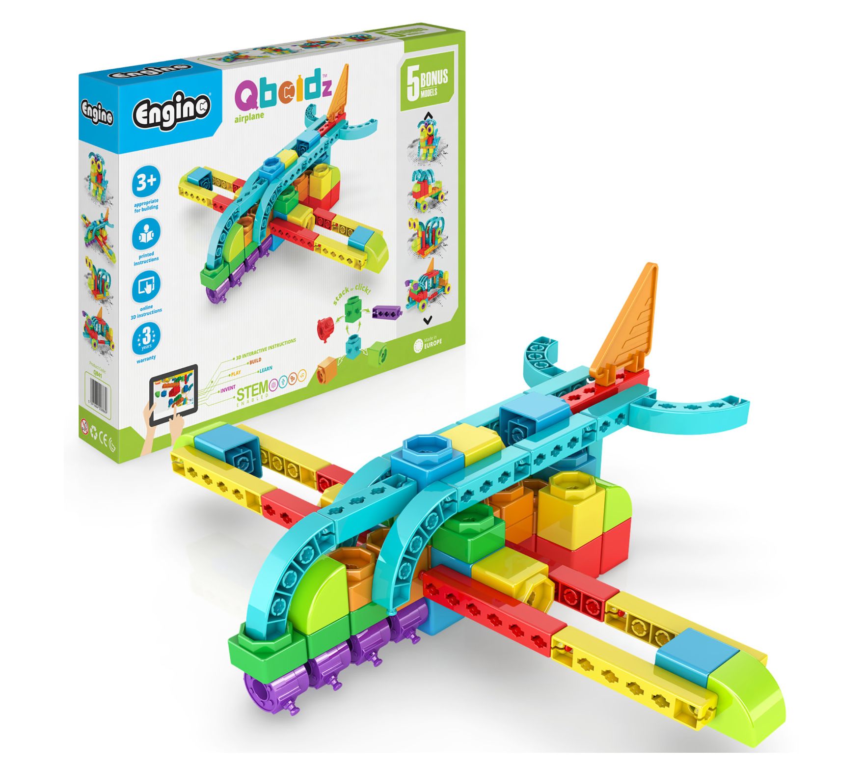 Engino: Qboidz Airplane - 5 Model Brick Building Set