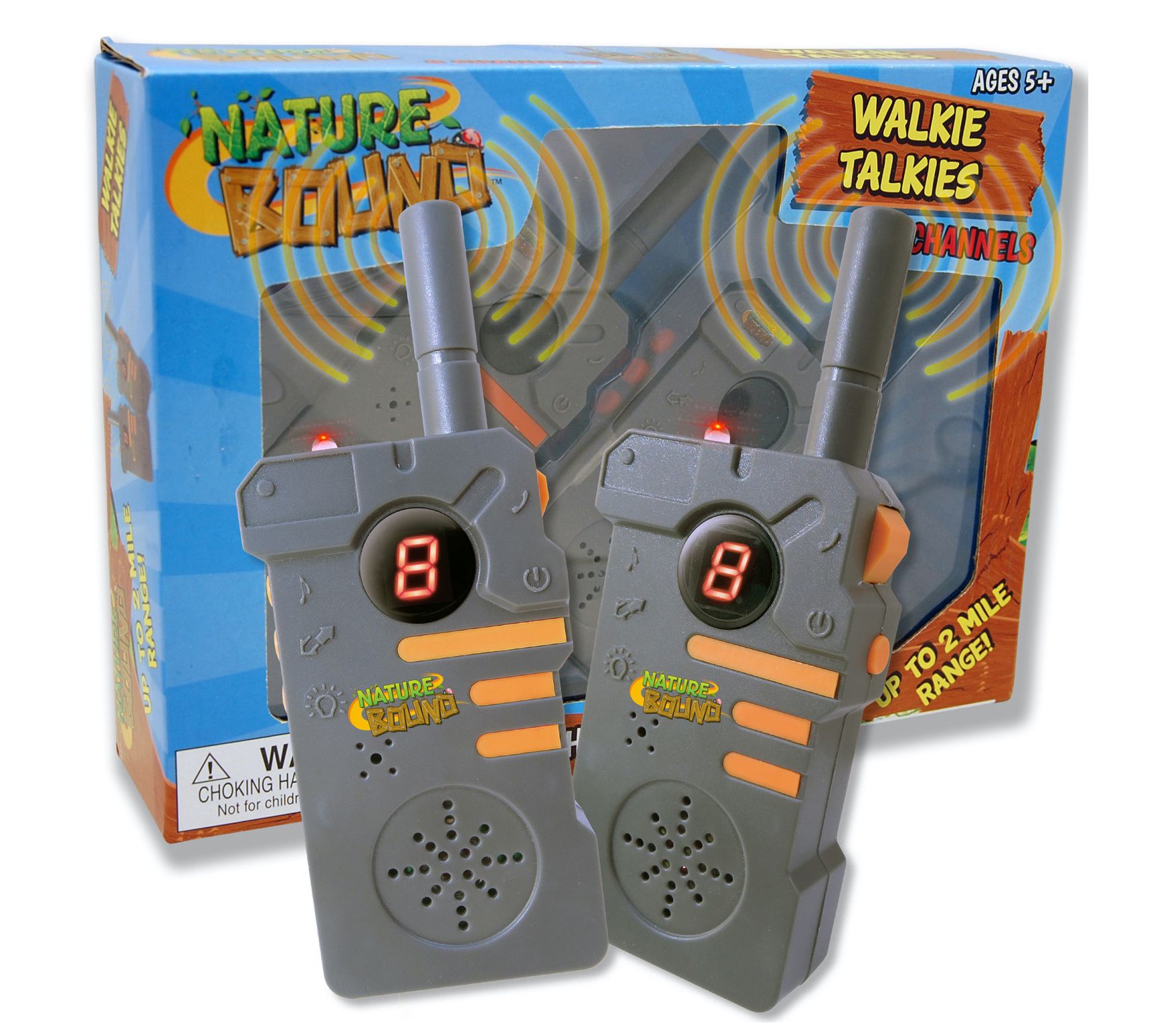 Nature Bound Walkie Talkies, 2pc Set, 2 Mile Range, Flashlight