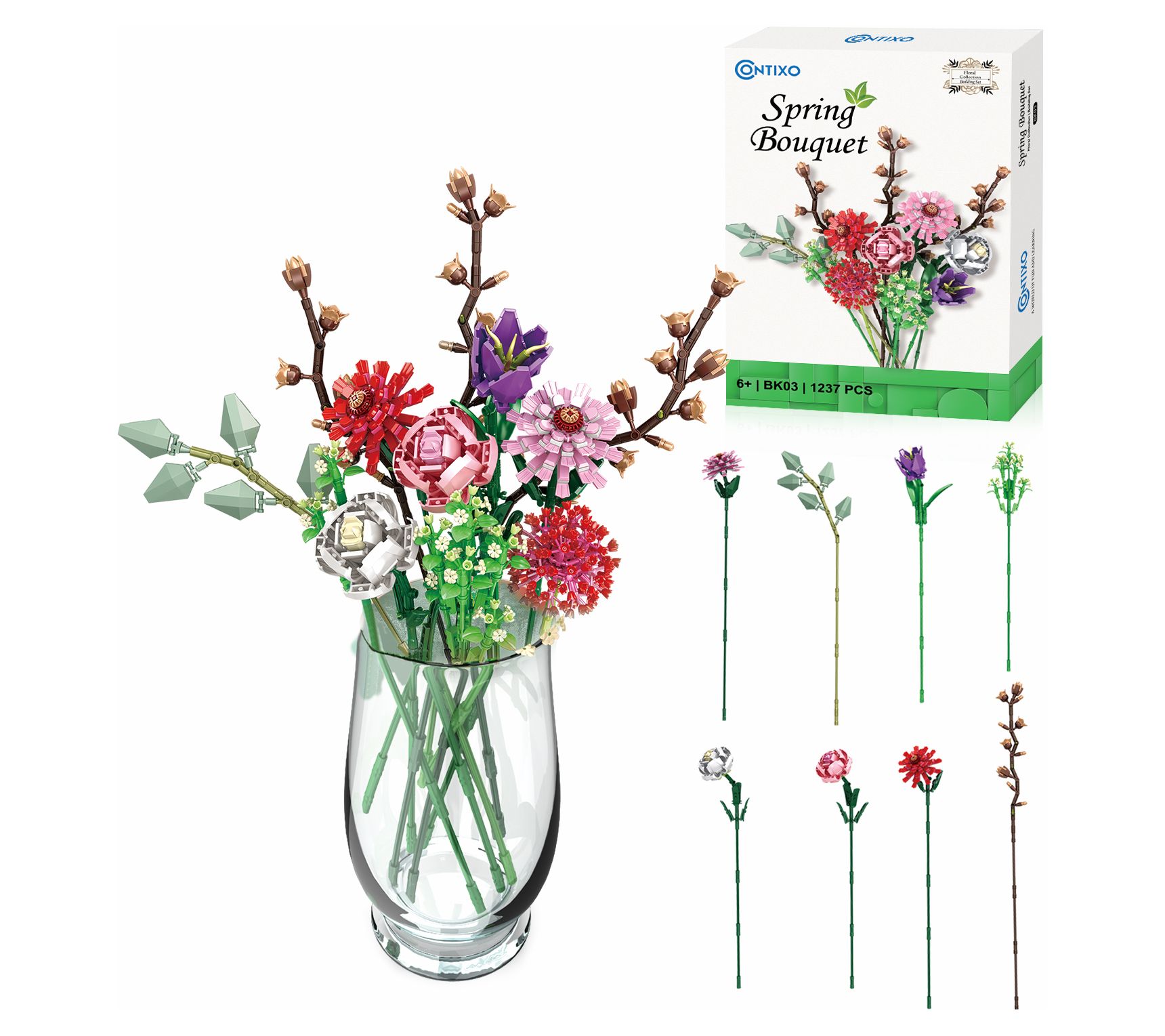 Contixo 1237 Pcs Spring Bouquet Collection Building Block Set