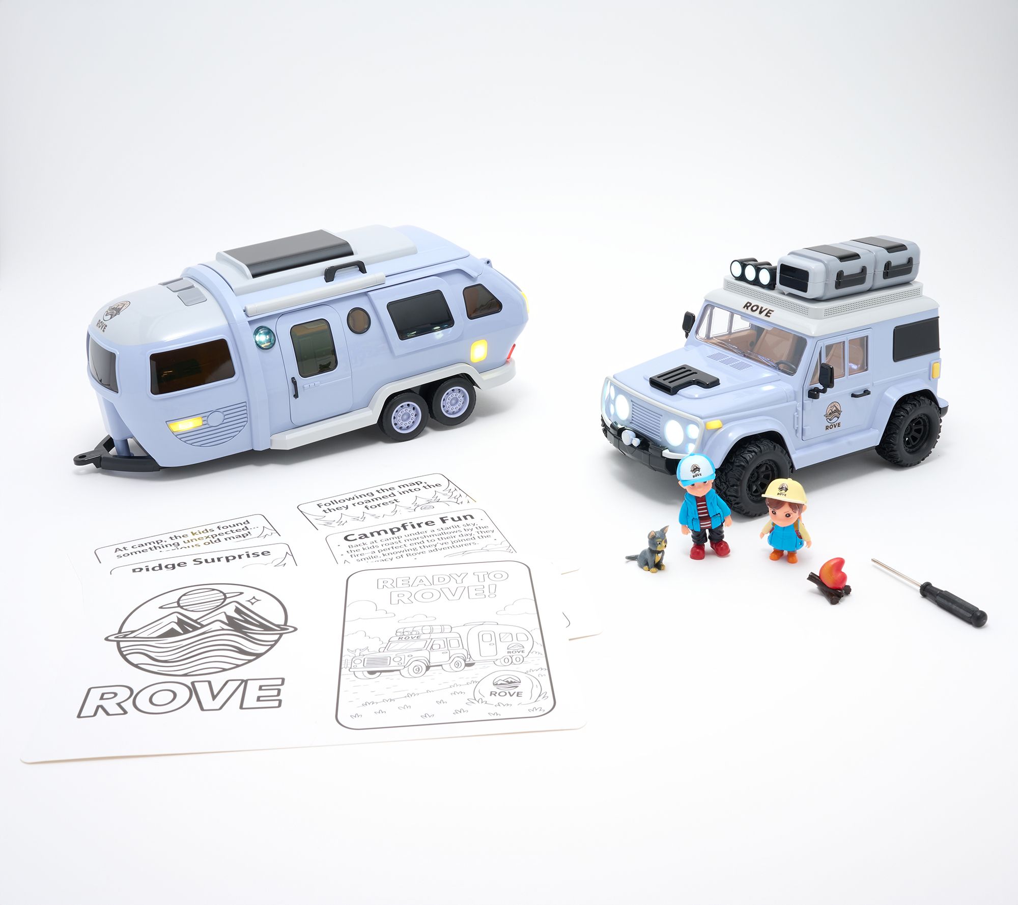 ROVE Vehicle Playset with Camper Figurine Toys - QVC.com