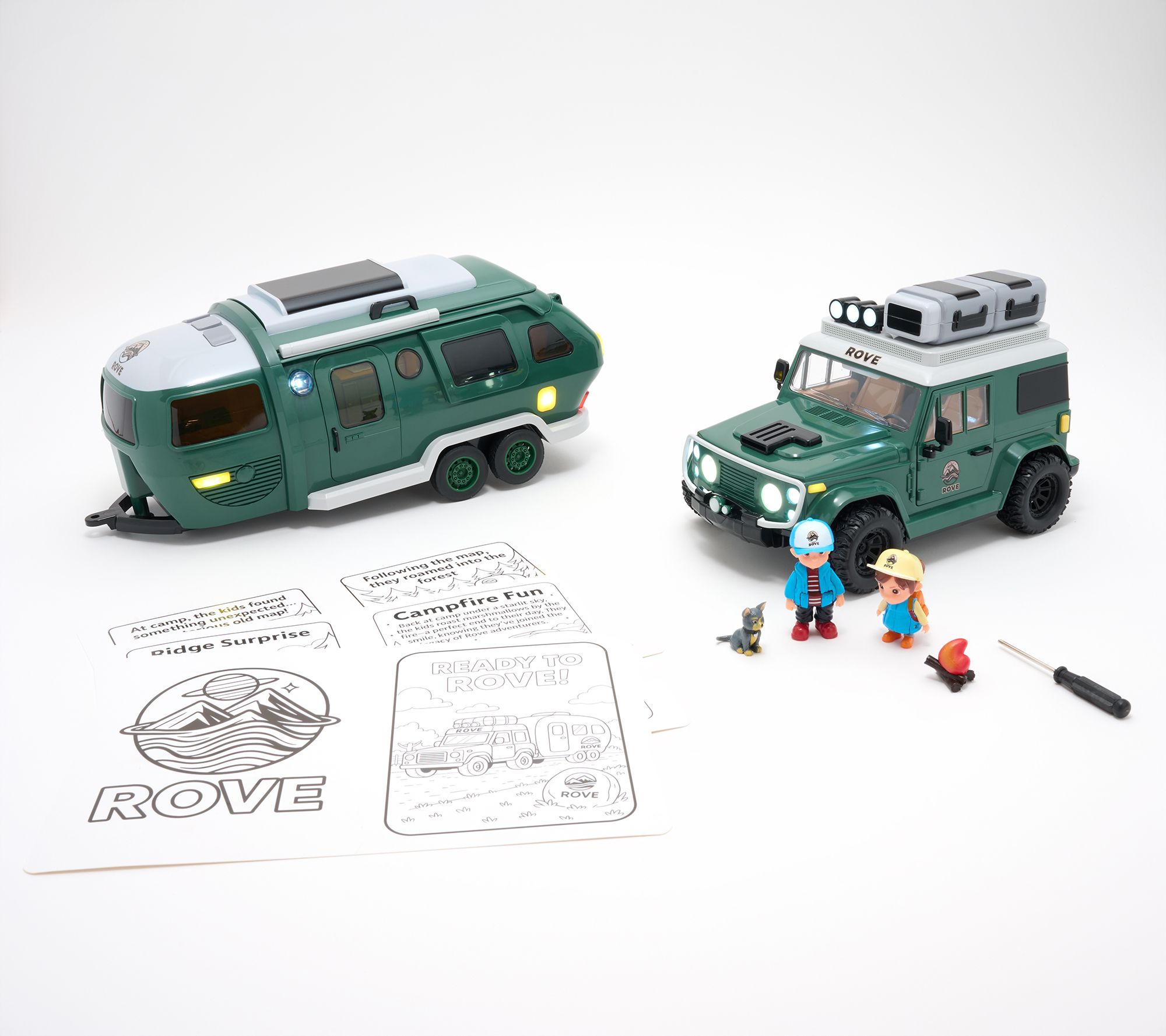 ROVE Vehicle Playset with Camper Figurine Toys