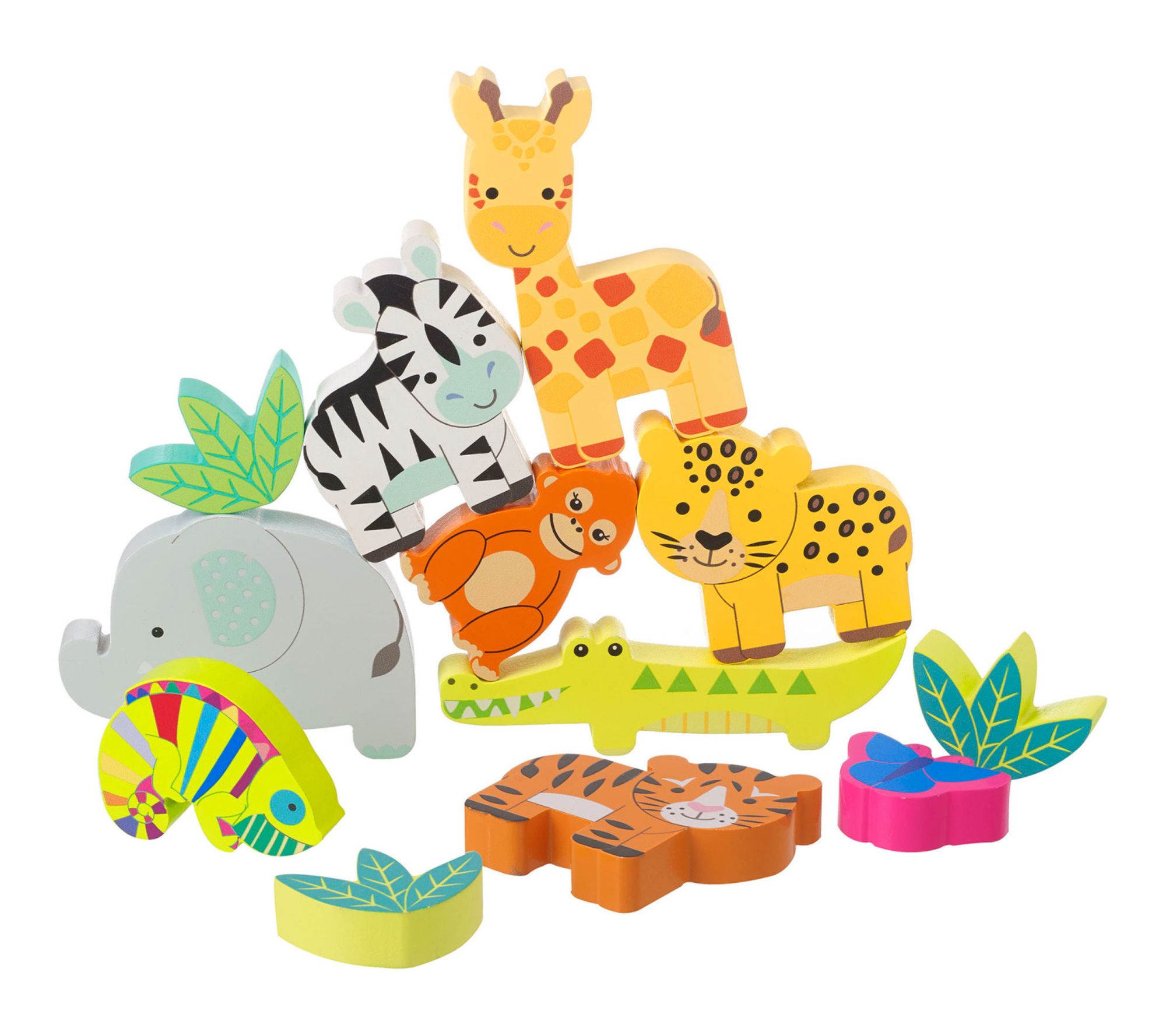 Orange Tree Toys Stacking Jungle Animals ShapedBlocks