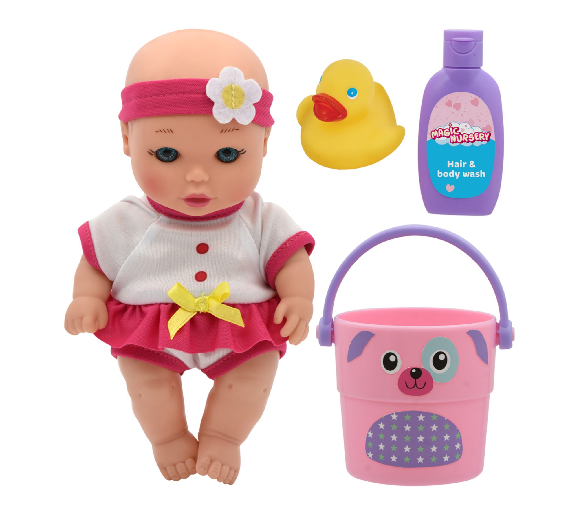 Magic Nursery Love Buckets 8in Bath Baby Doll Playset