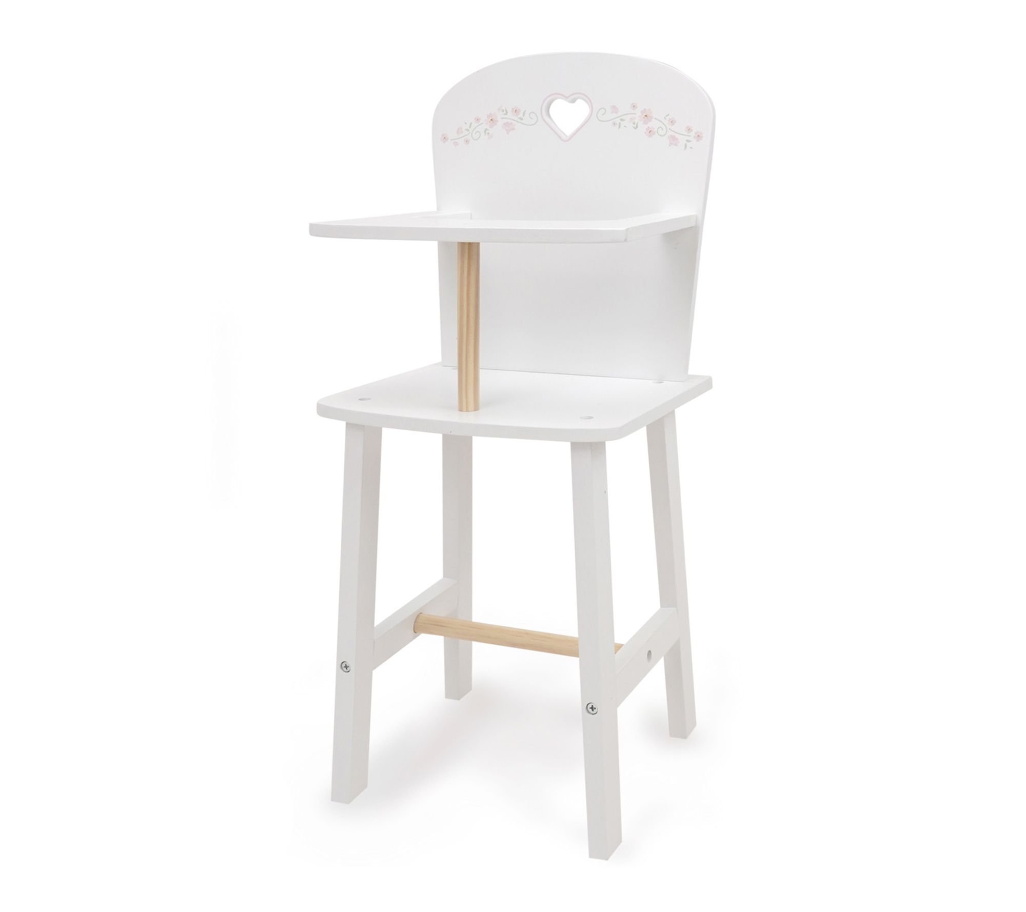 509 Crew: Little Flora - Wooden Doll Highchair,White/Pink