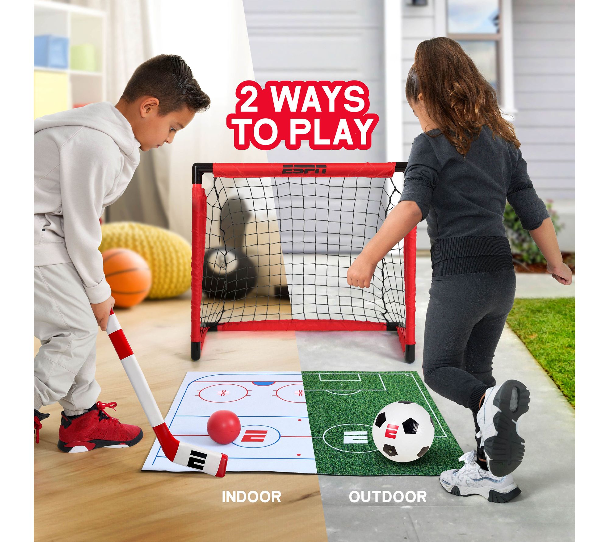 ESPN My First Goal All-In-1 Soccer Stadium & Hockey Rink - QVC.com