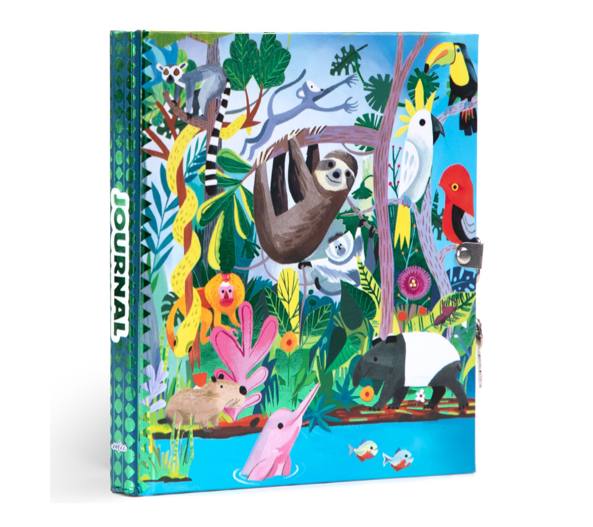 eeBoo Rainforest Animals Foiled Locking Journal