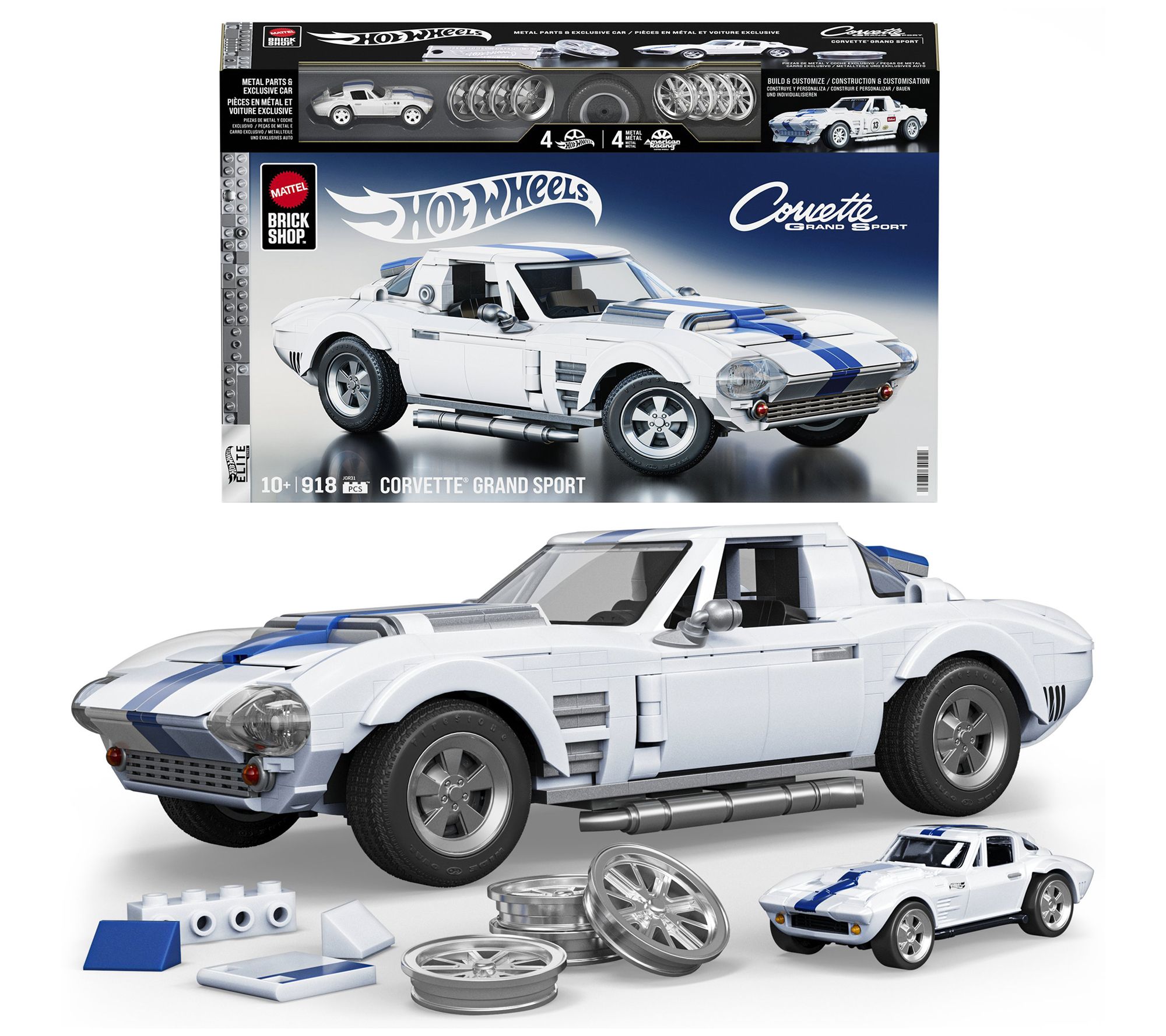 As Is Mattel Brick Shop Hot Wheels Corvette Sport 918pc Set