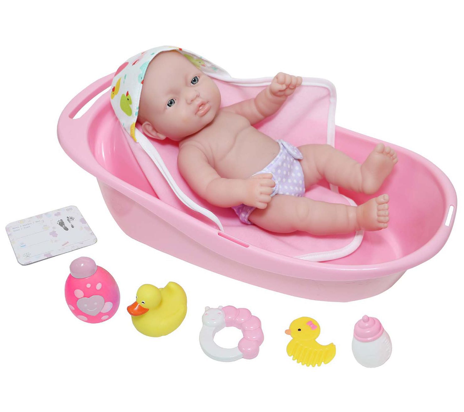 JC Toys La Newborn 12" Baby Doll 10 Pcs BathtubGift Set