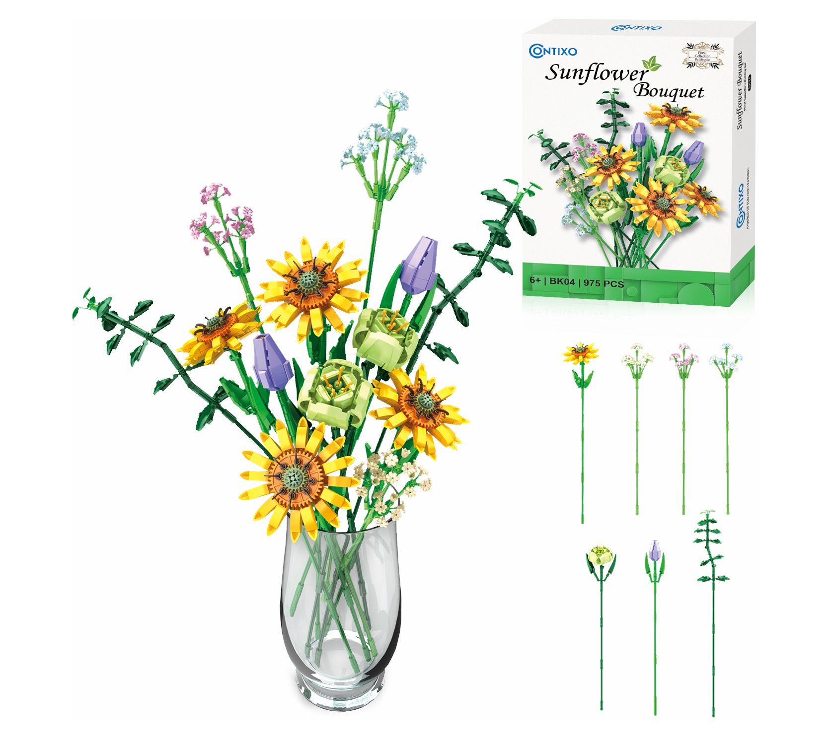 Contixo Sunflower Bouquet Floral Building Block975 Pcs