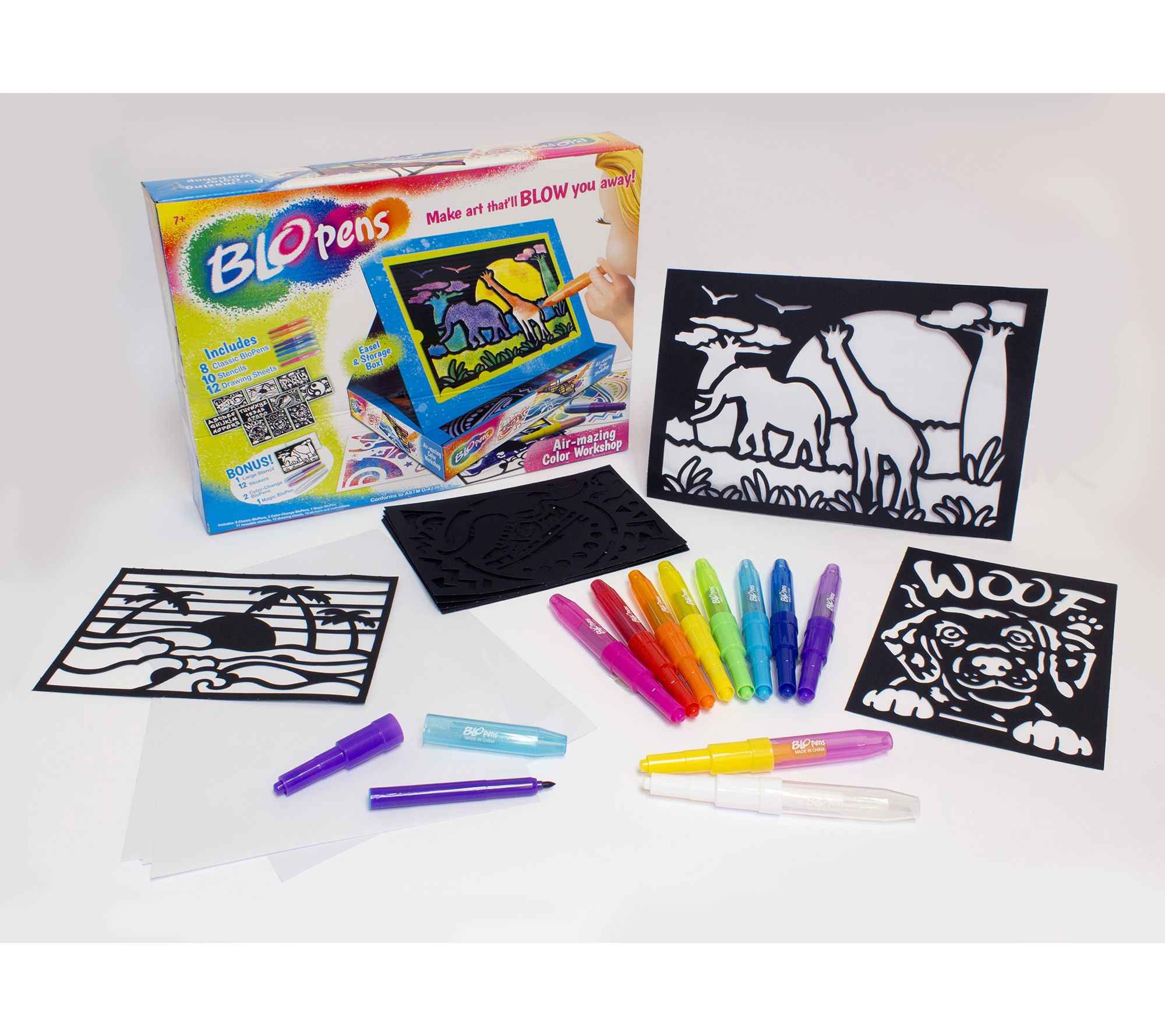 BloPens Air-mazing Color Workshop Kit with 11 Stencils 