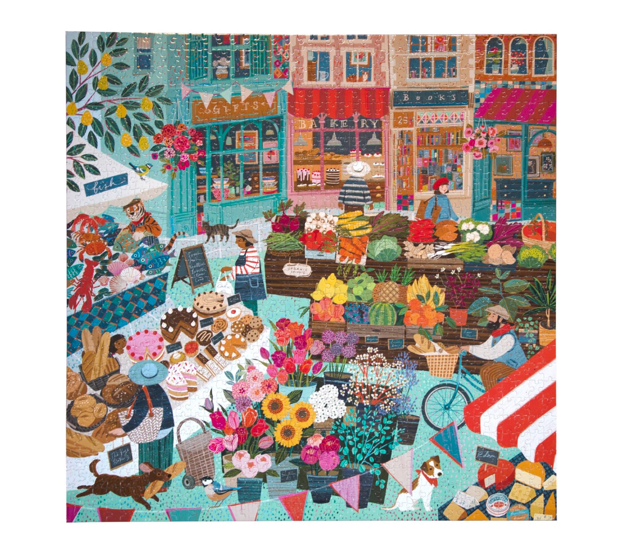 eeBoo Piece & Love English Green Market 1000 Piece Puzzle