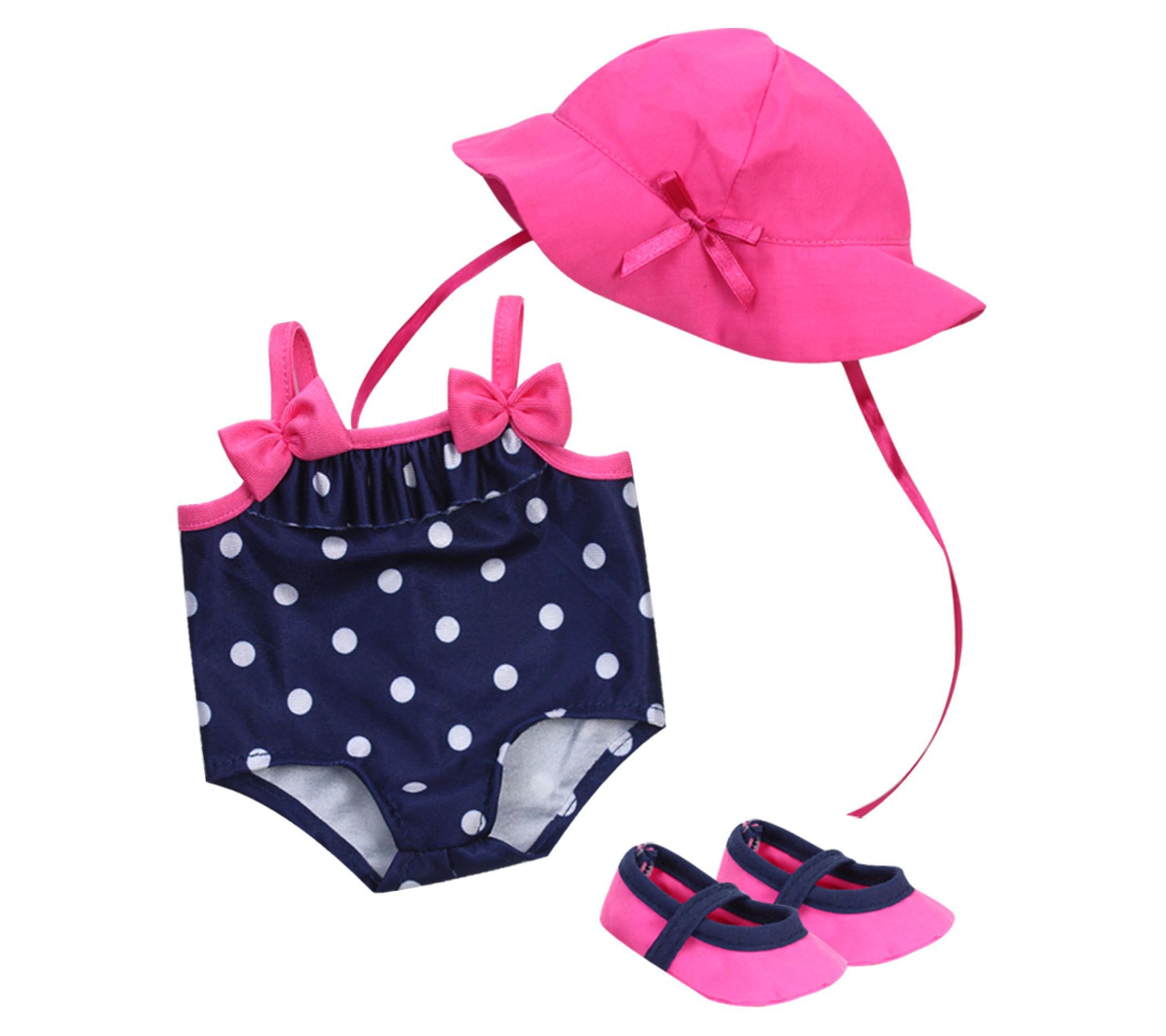 Sophia's 15" Doll Polka Dot Bathing Suit, Hat &Water Shoes