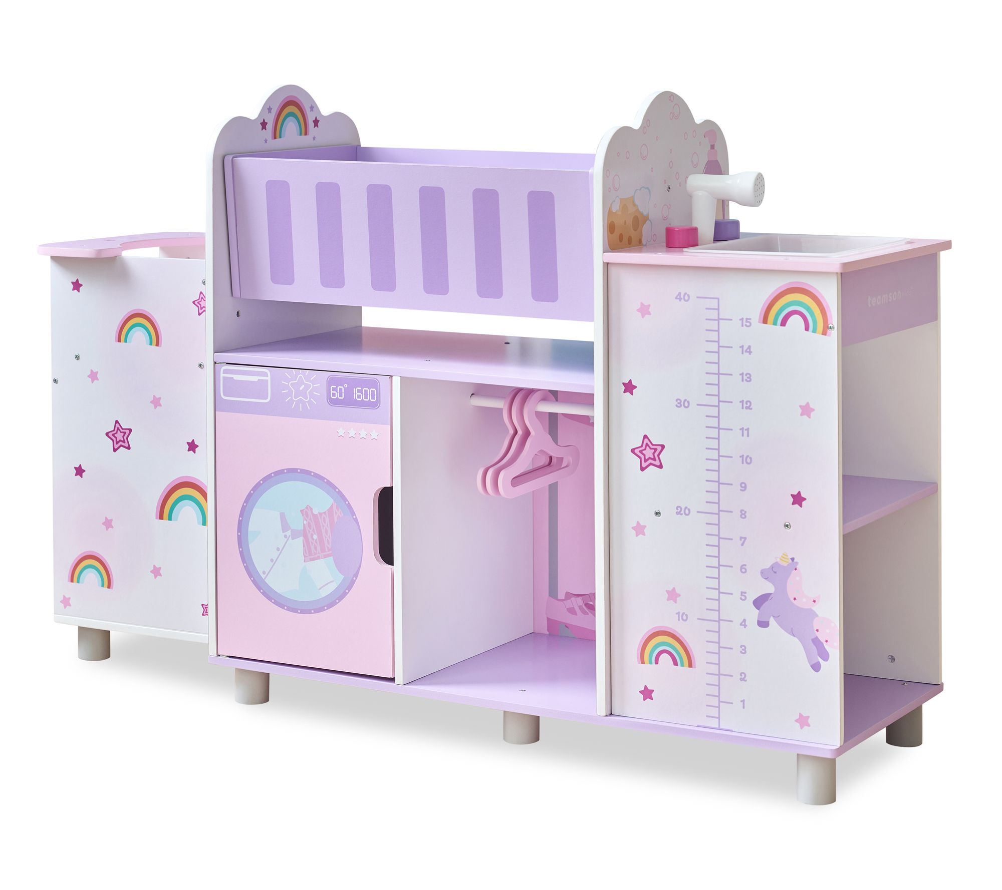 Teamson Kids Wood Doll Nursery with Cradle, Sin k & Closet