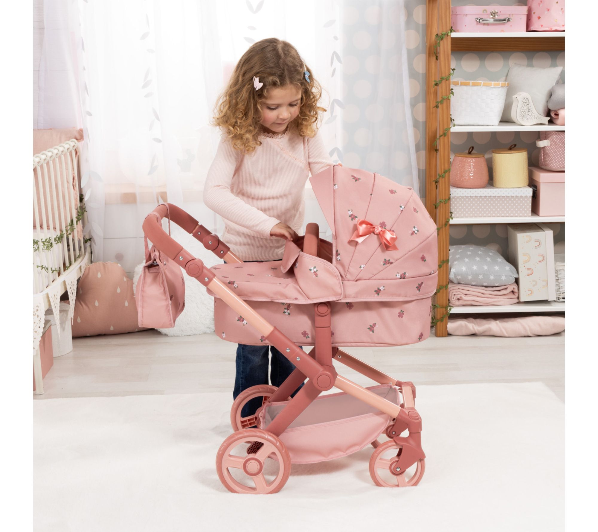 Bayer Design Coral Pink Floral 2 in 1 Doll Pram | QVC