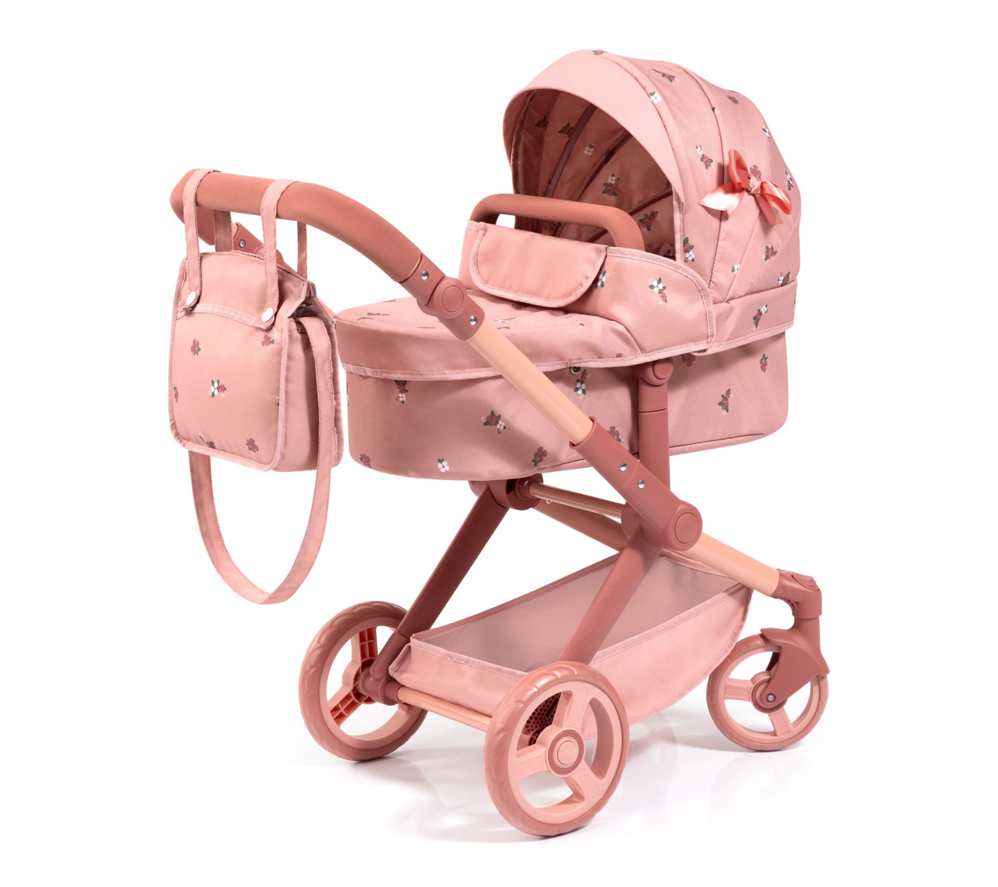 Bayer Design Coral Pink Floral 2 in 1 Doll Pram
