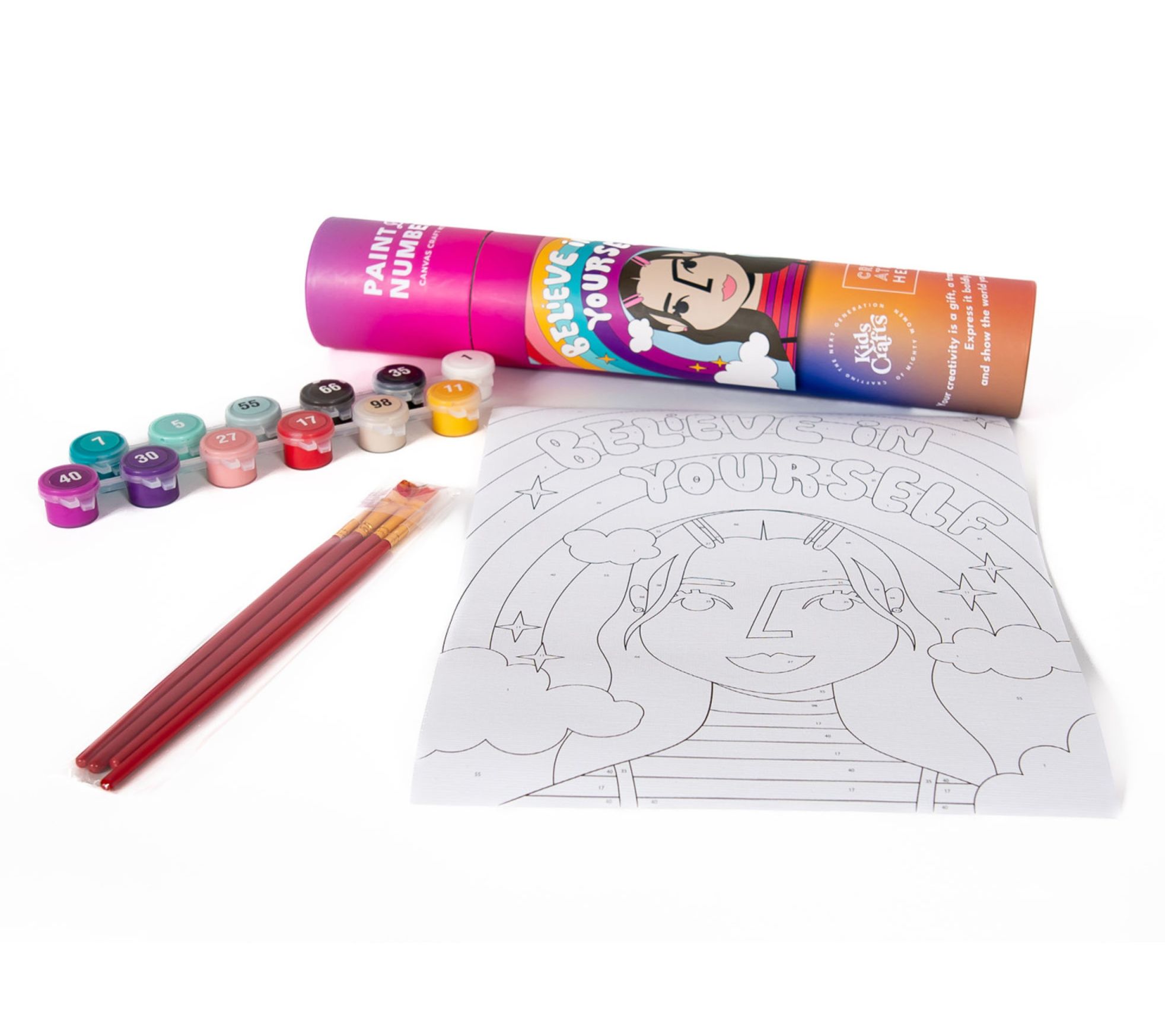 Kids Crafts Paint By Number "Believe in Yourself" Canvas