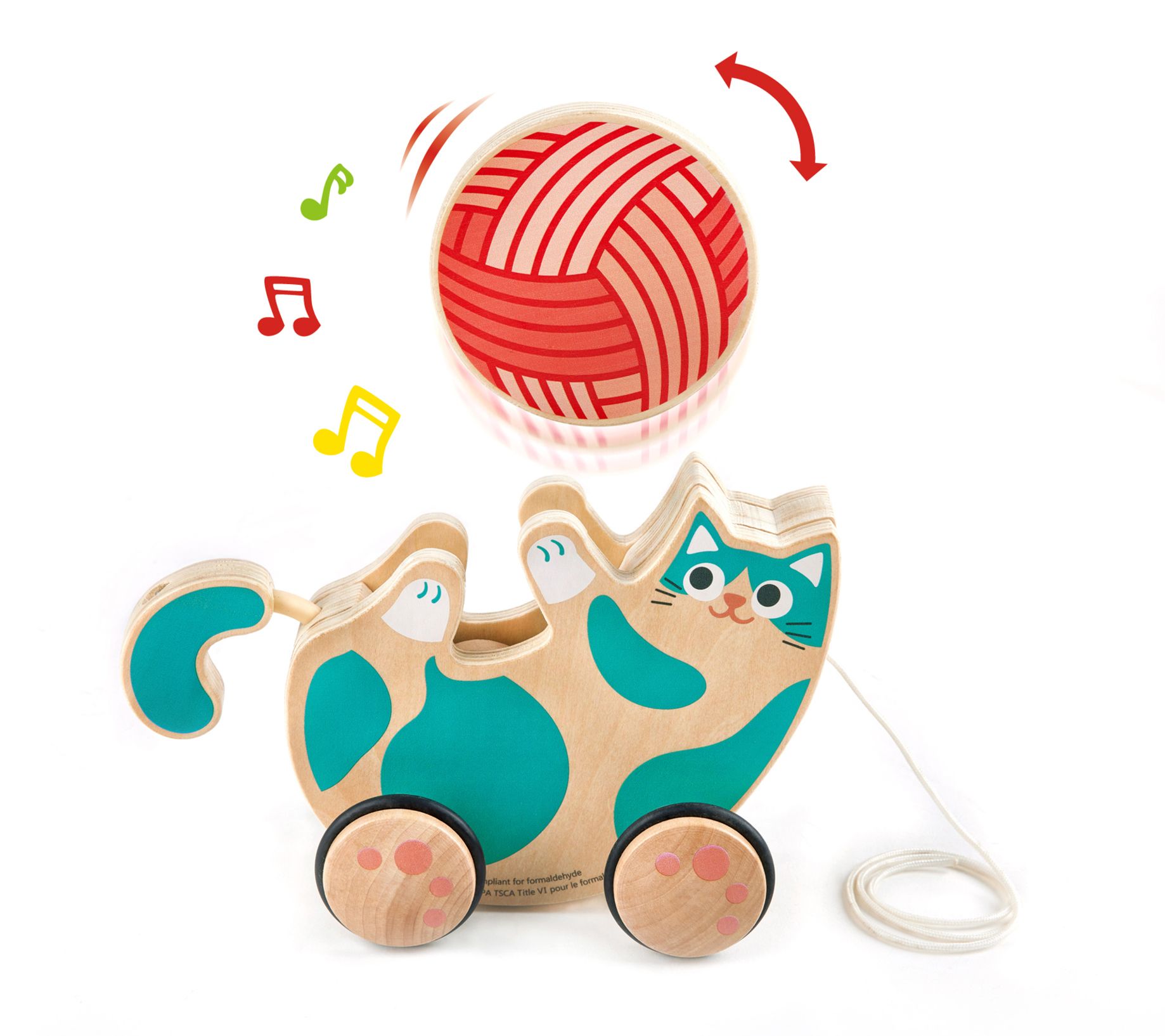 Hape WalkALong Roll & Rattle Kitten Wooden Toddler Toy