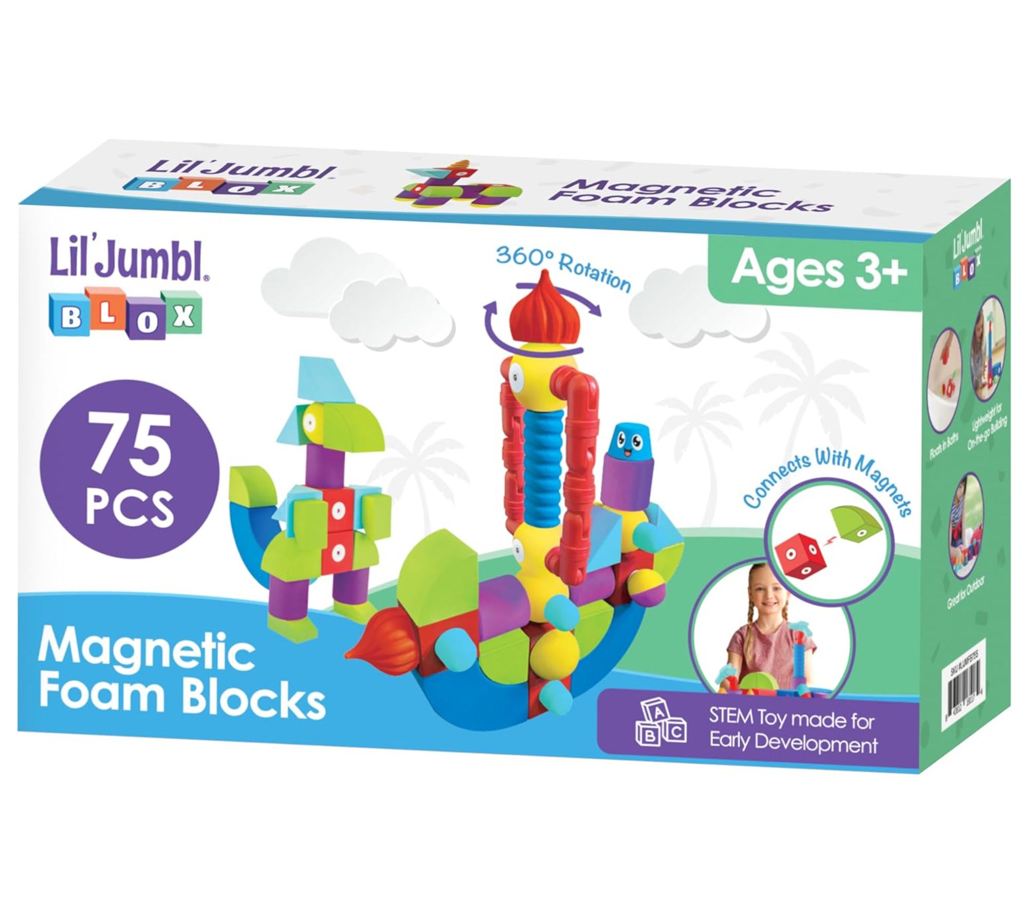 Lil' Jumbl Blox 75-Piece Magnetic Building Blocks Play Set