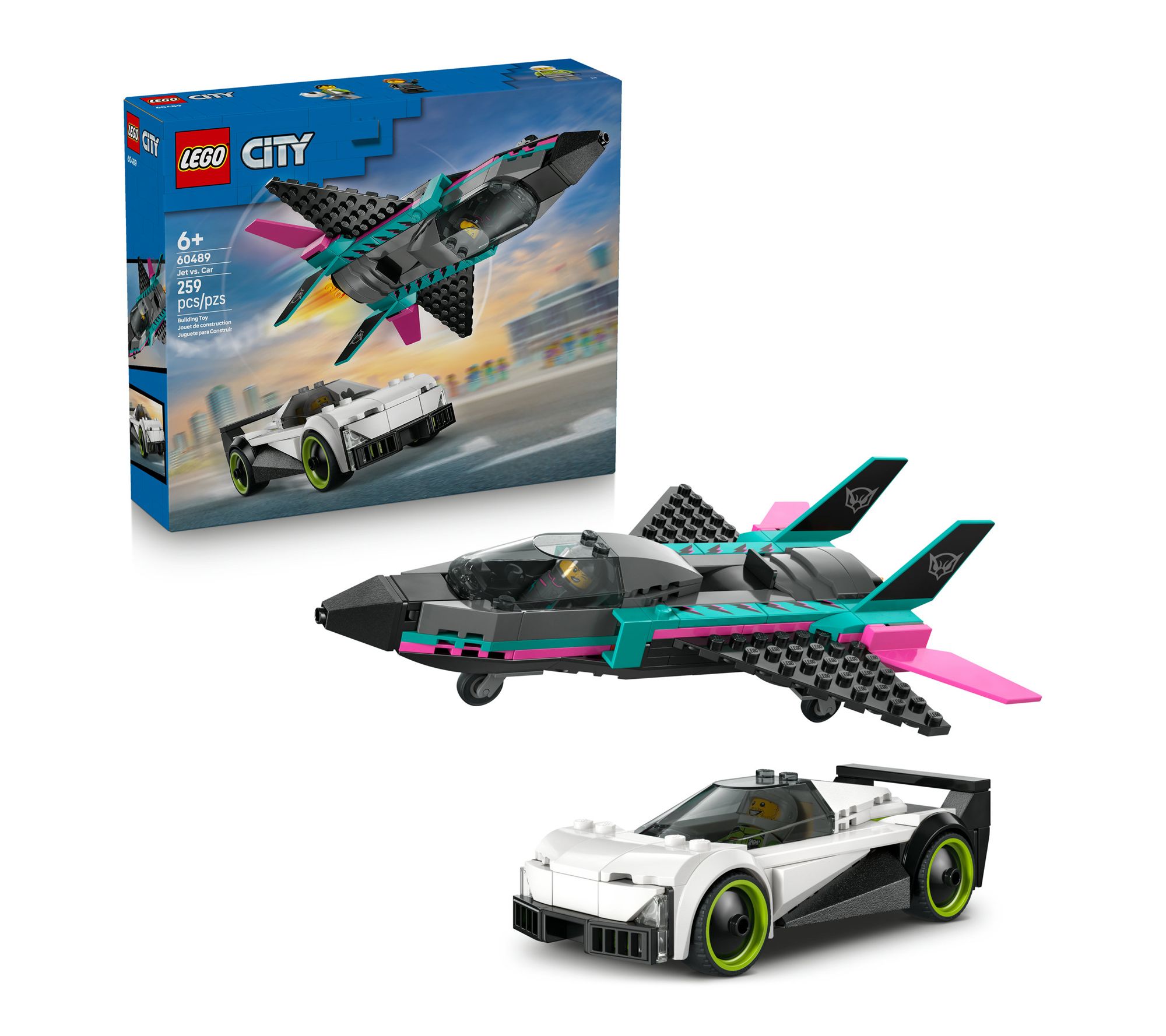 アリス　5セット LEGO City Jet vs. Car - Toy Cars and Jet Toy Pl ayset - 60489 | QVC