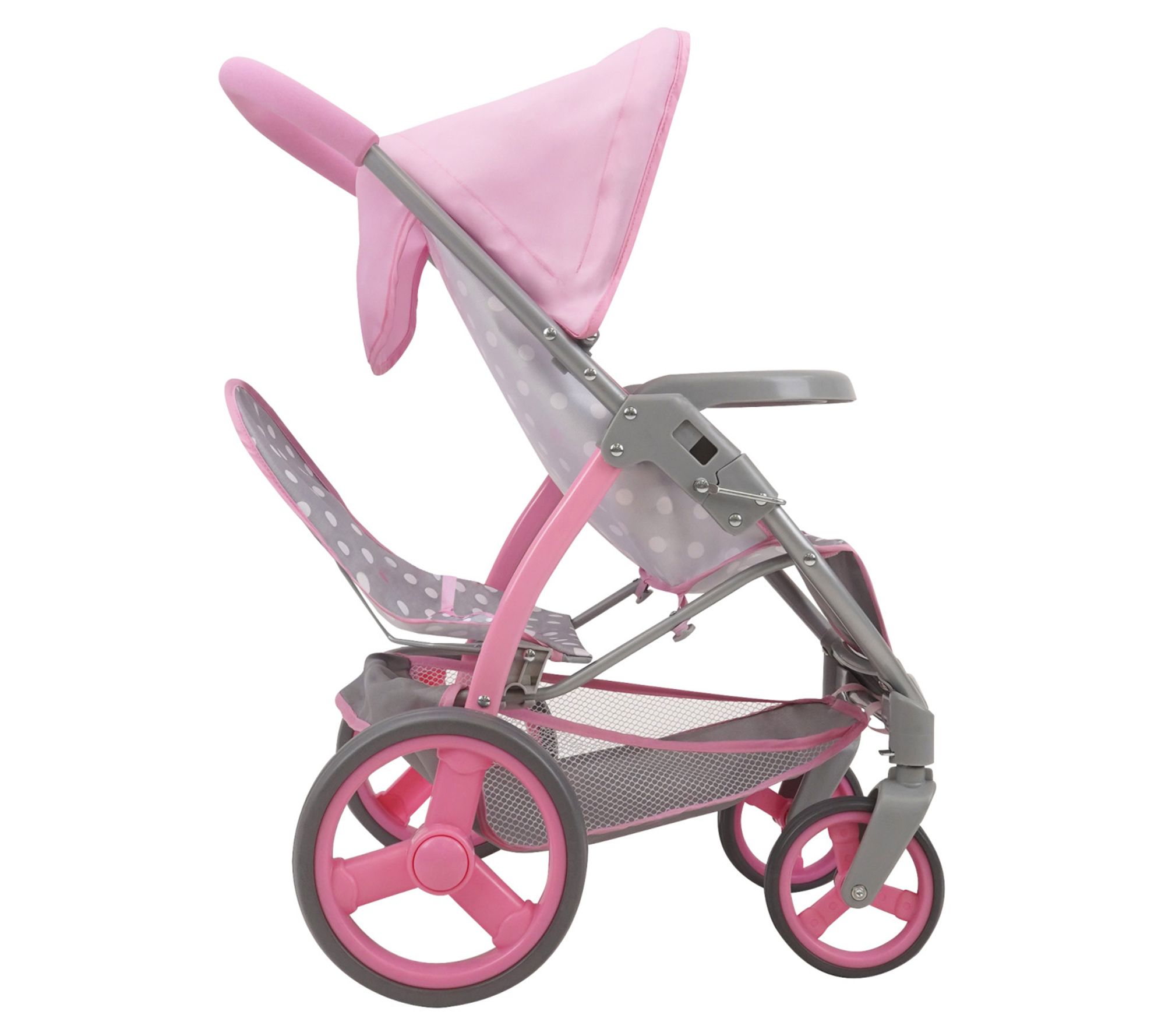 Little Swan Twin Doll Stroller - Foldable Double Seater For Twins Or Multiple Dolls