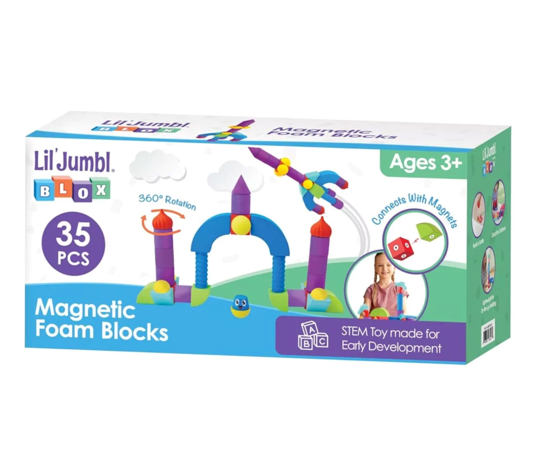 Lil' Jumbl Blox 35-Piece Magnetic Building Blocks Play Set