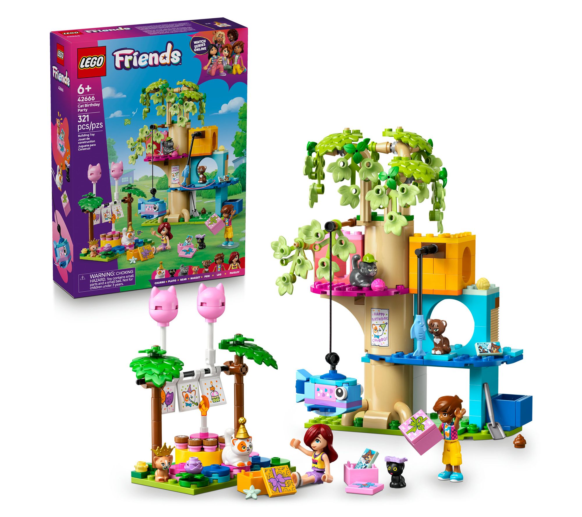 LEGO Friends Cat Birthday Party & Tree House Building Kit Toy