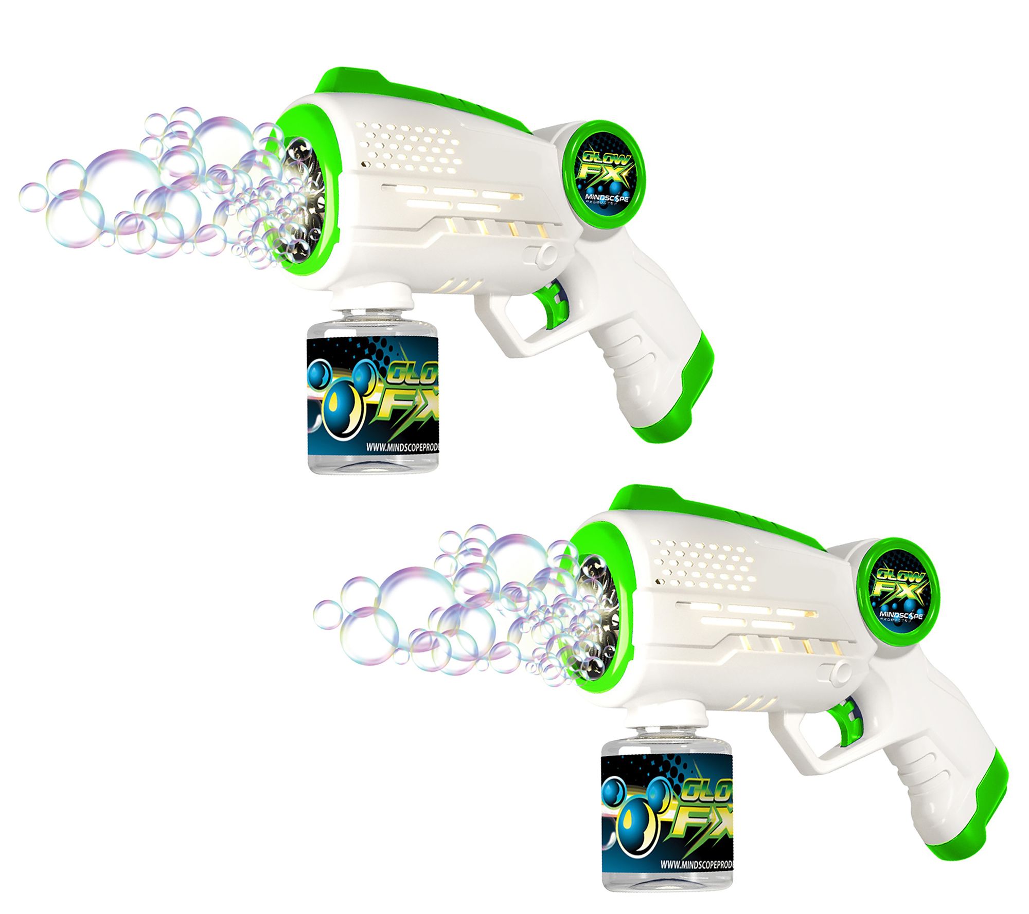 GlowFX Set of 2 Bubble Shooters with LED Lights & Solution