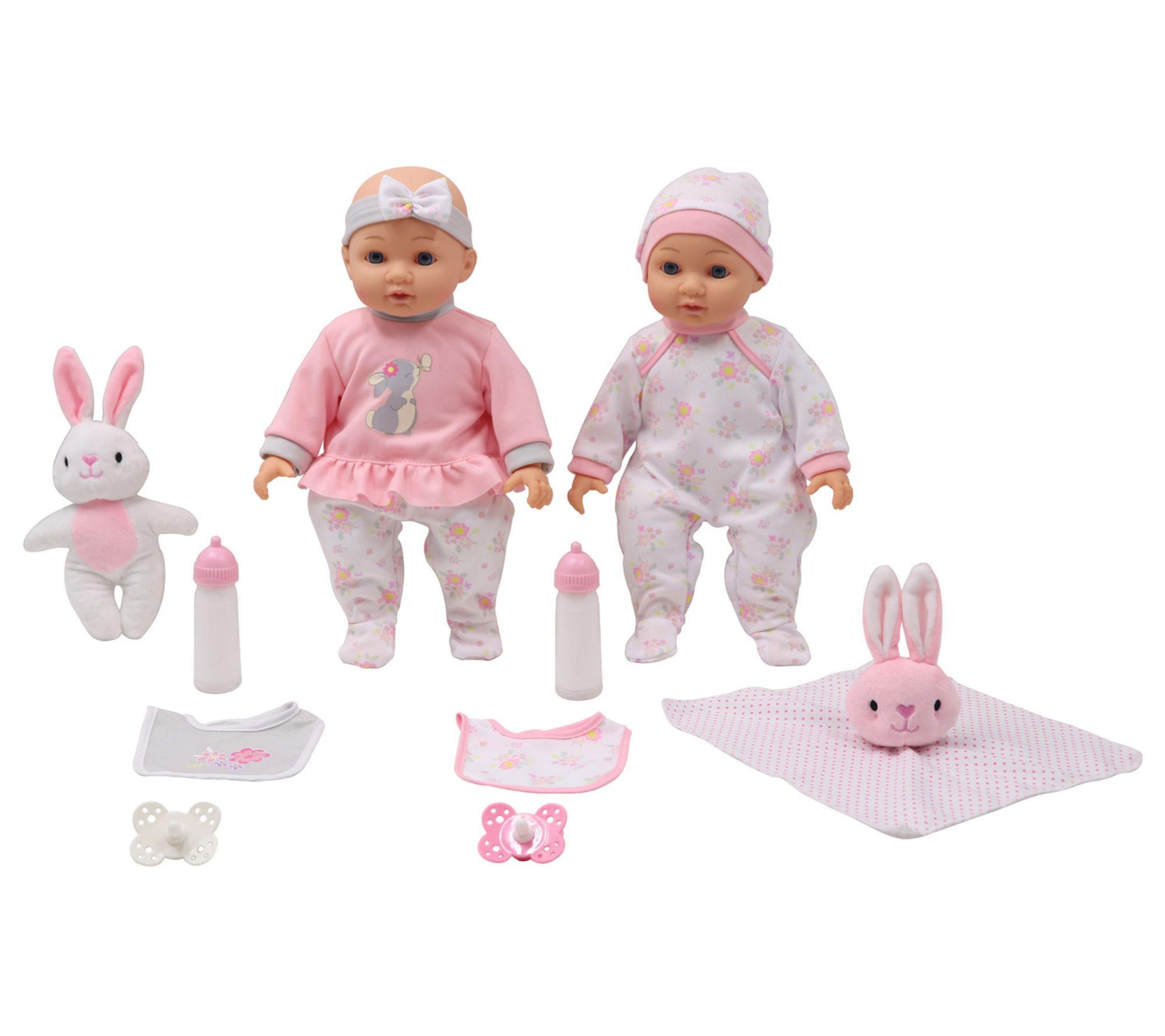 Dream Collection 2- 14" Baby Dolls, Deluxe TwinSet, Bunny