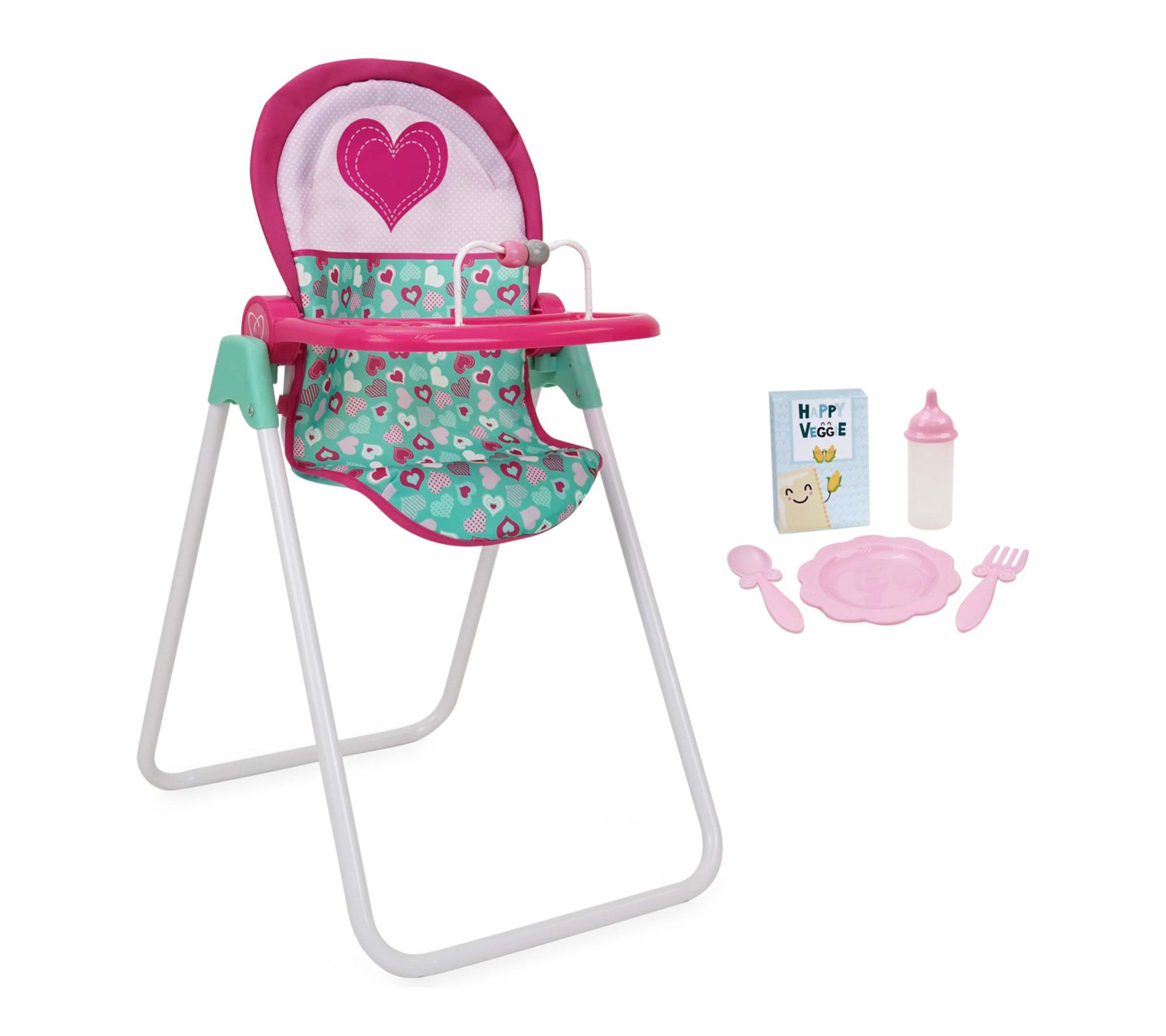 509 Crew: Mint Heart - Foodie Doll Highchair, Pink/Green