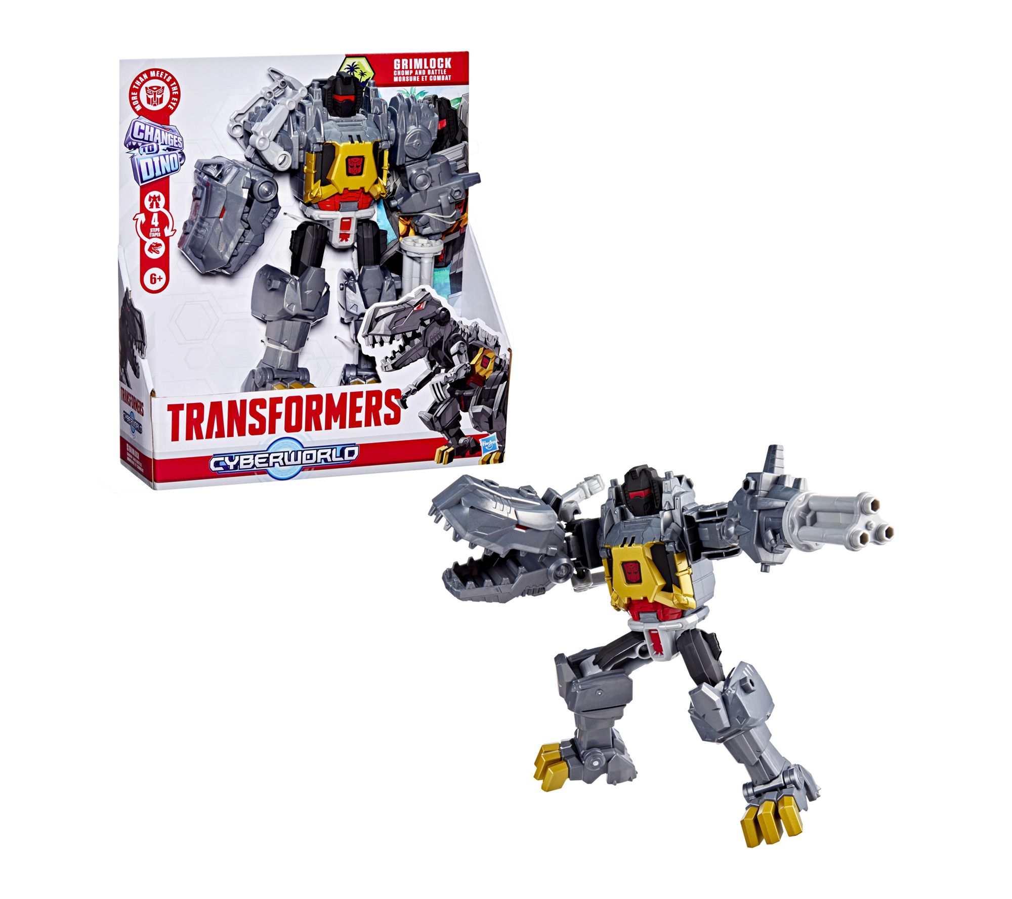 Hasbro Transformers Toys Cyberworld Grimlock Chomp & Battle 9"