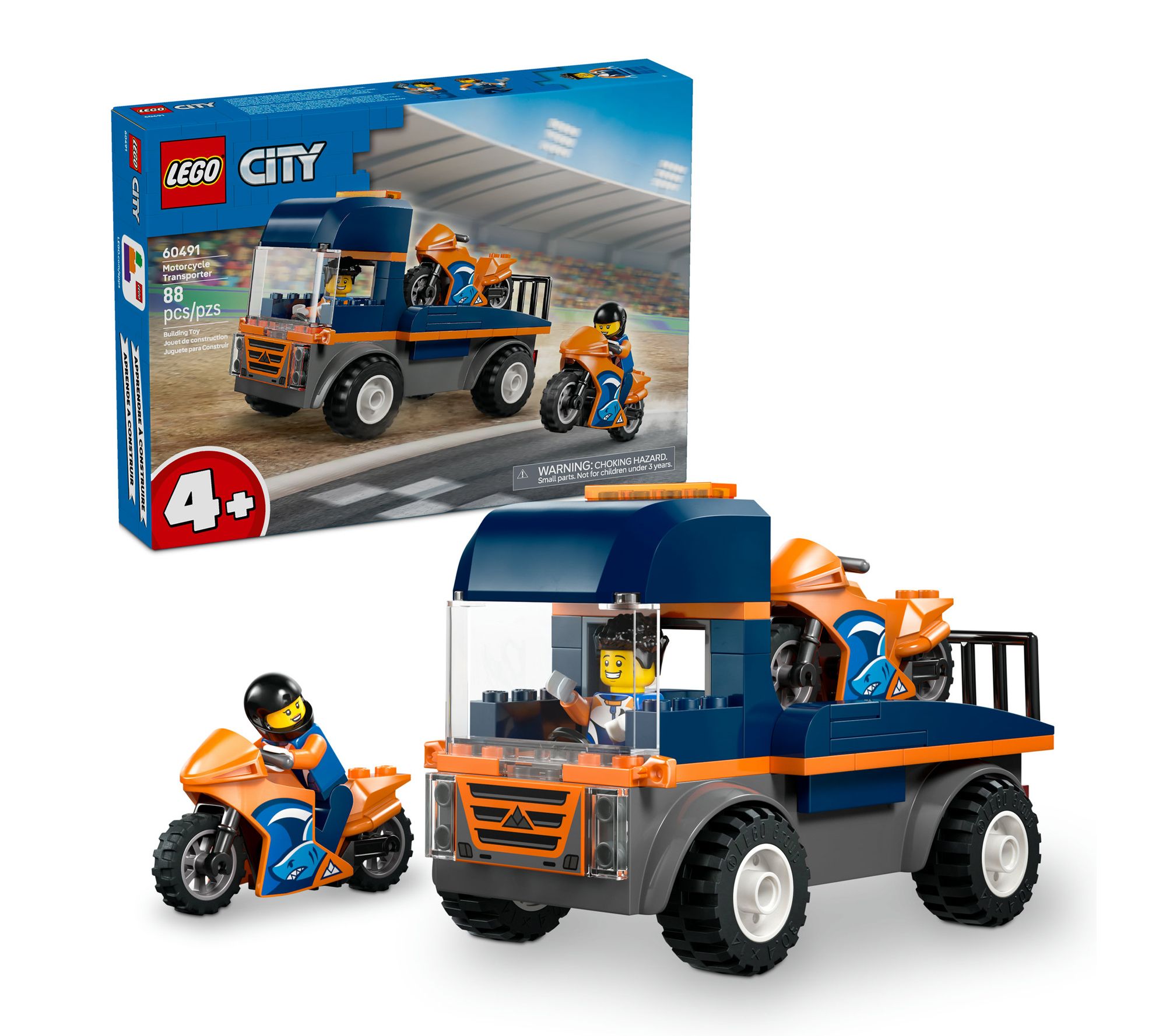 LEGO City Motorcycle Transporter Toy and 2 Mini figures 60491