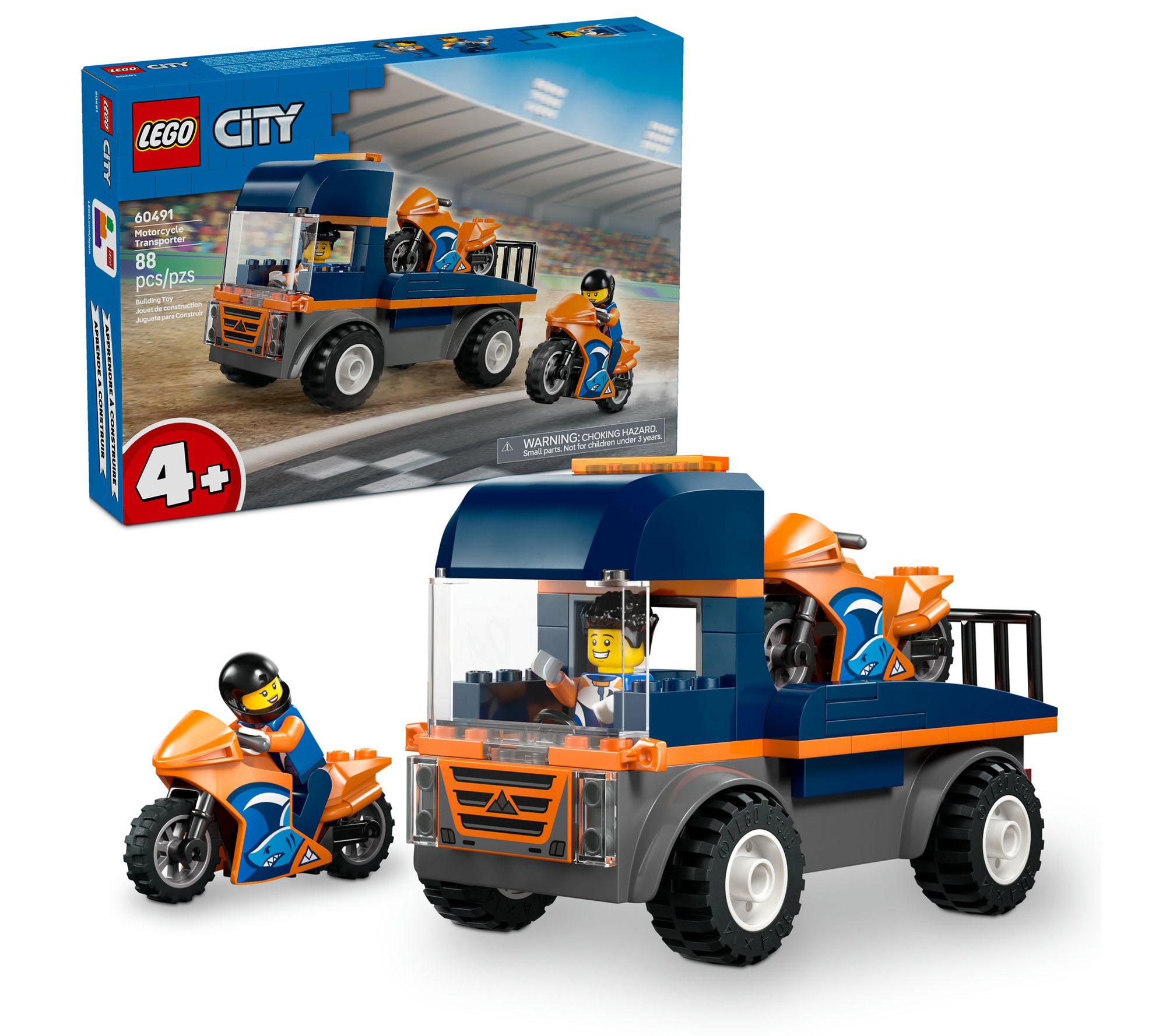LEGO City Motorcycle Transporter Toy and 2 Minifigures 60491