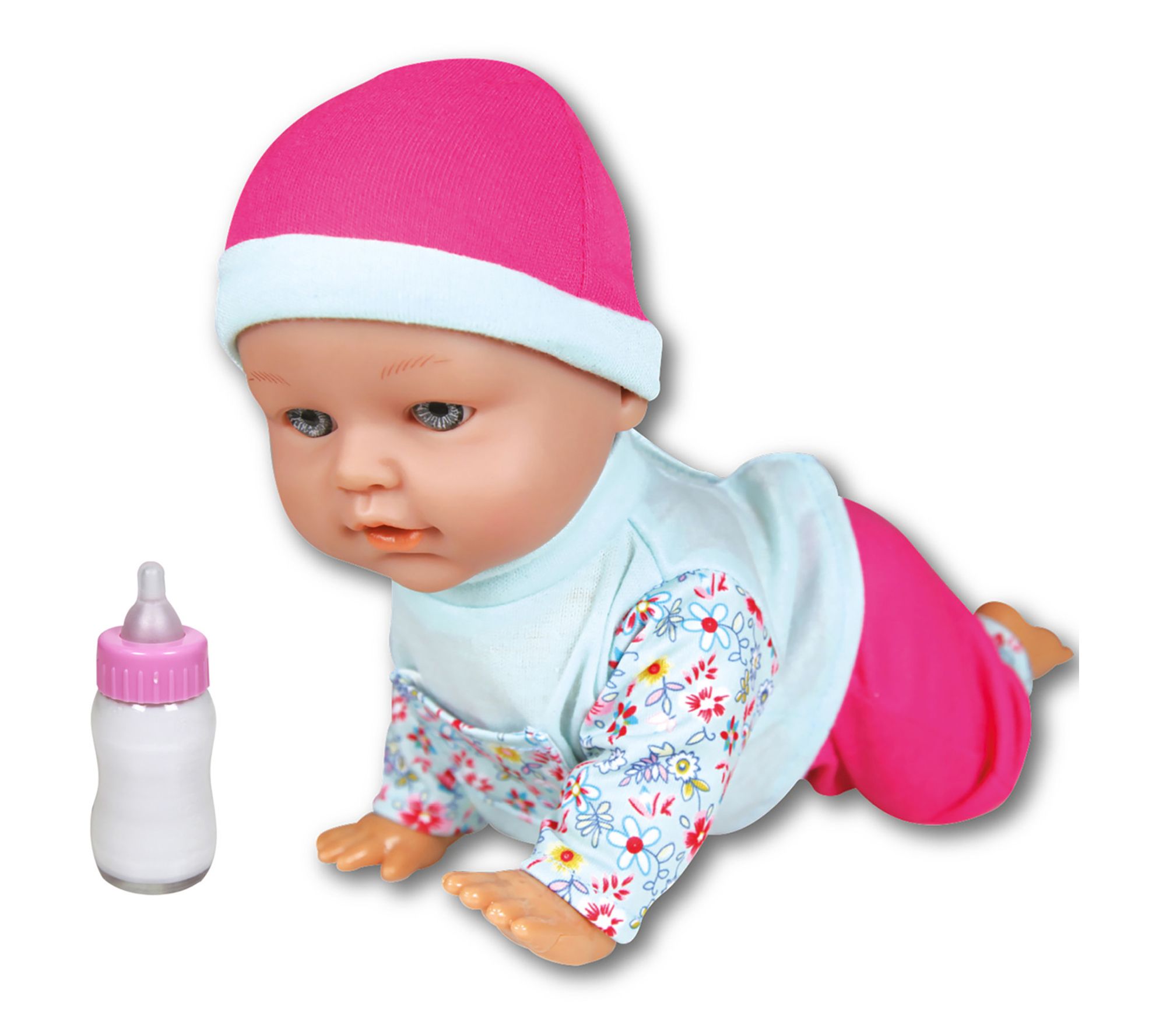 Lissi: 12" Crawling Baby Doll - Interactive Button, Pink/Blue