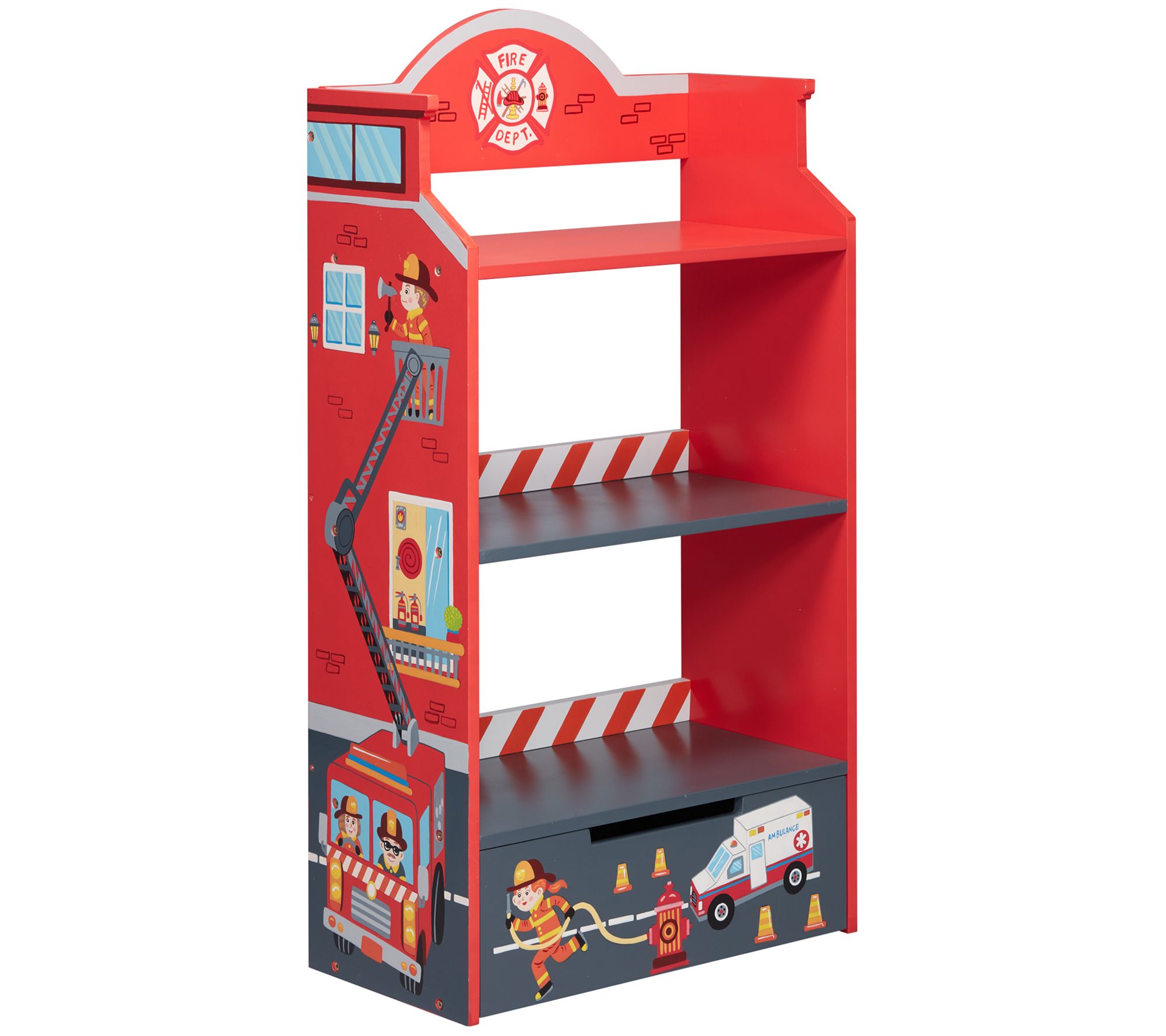 Teamson Kids Toy Furniture Little Fire Fighte r Bookshelf