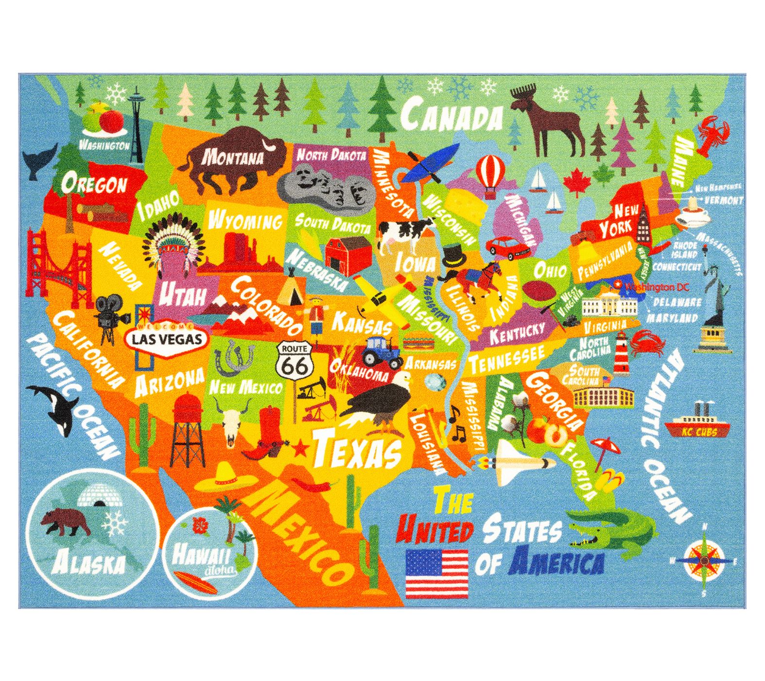 KC Cubs Map Rug: USA - 5x7'