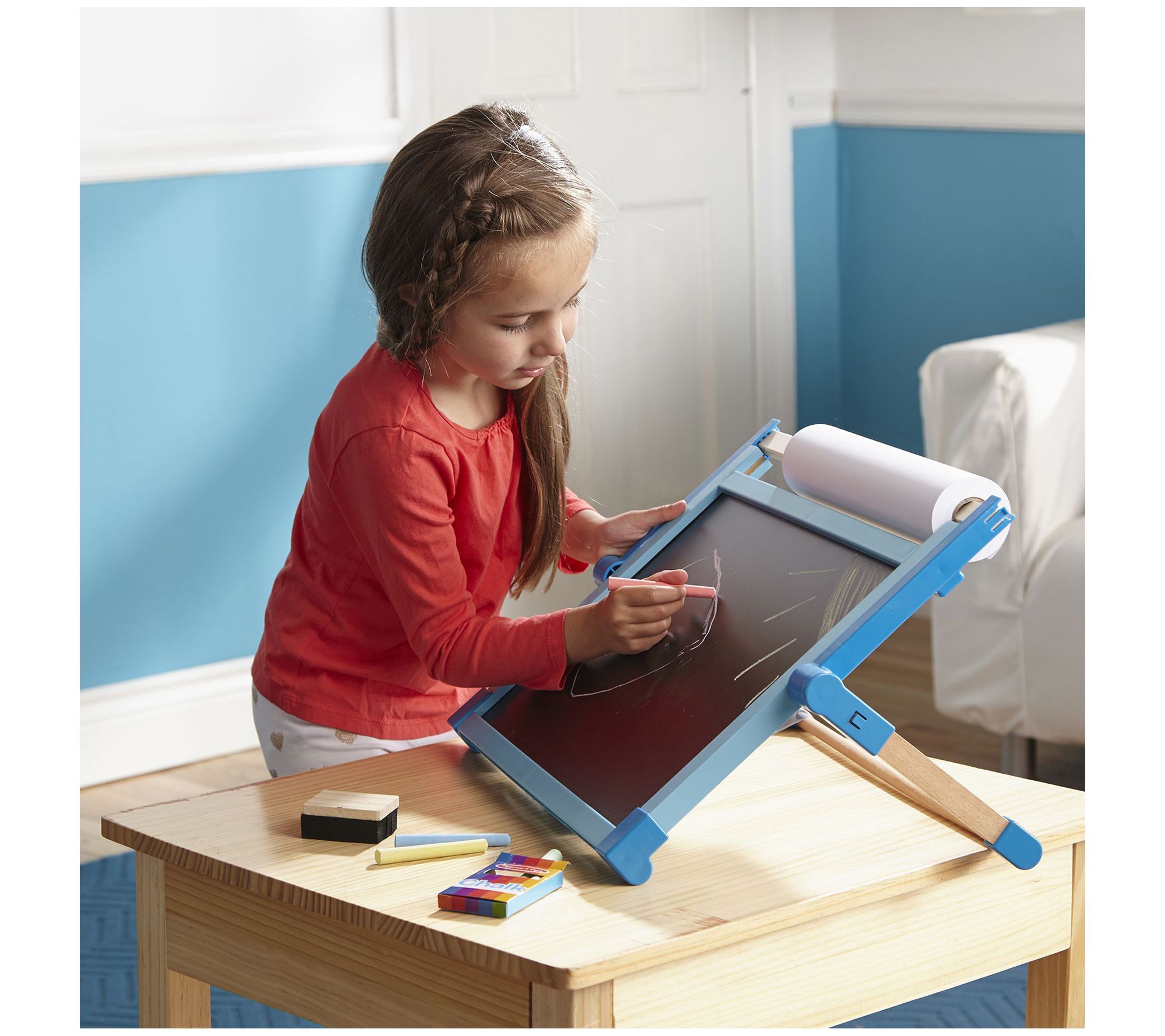Melissa and Doug 2790 - Double-Sided Magnetic Tabletop Art Easel -  Dry-Erase Board and Chalkboard