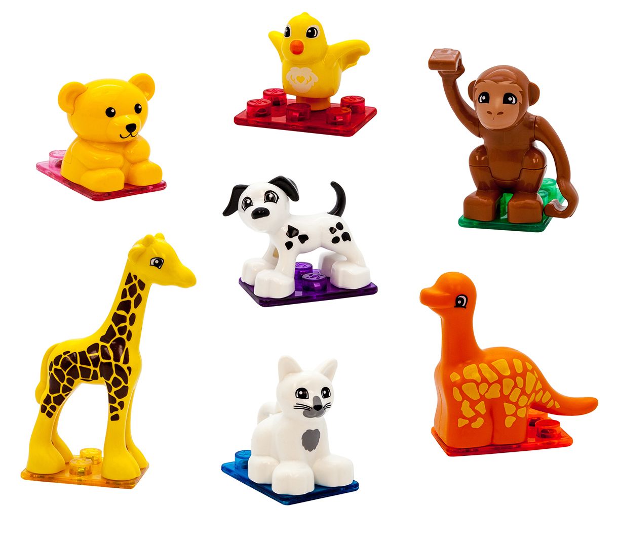 PicassoTiles 7 Piece Magnetic Animal Action Figure Set
