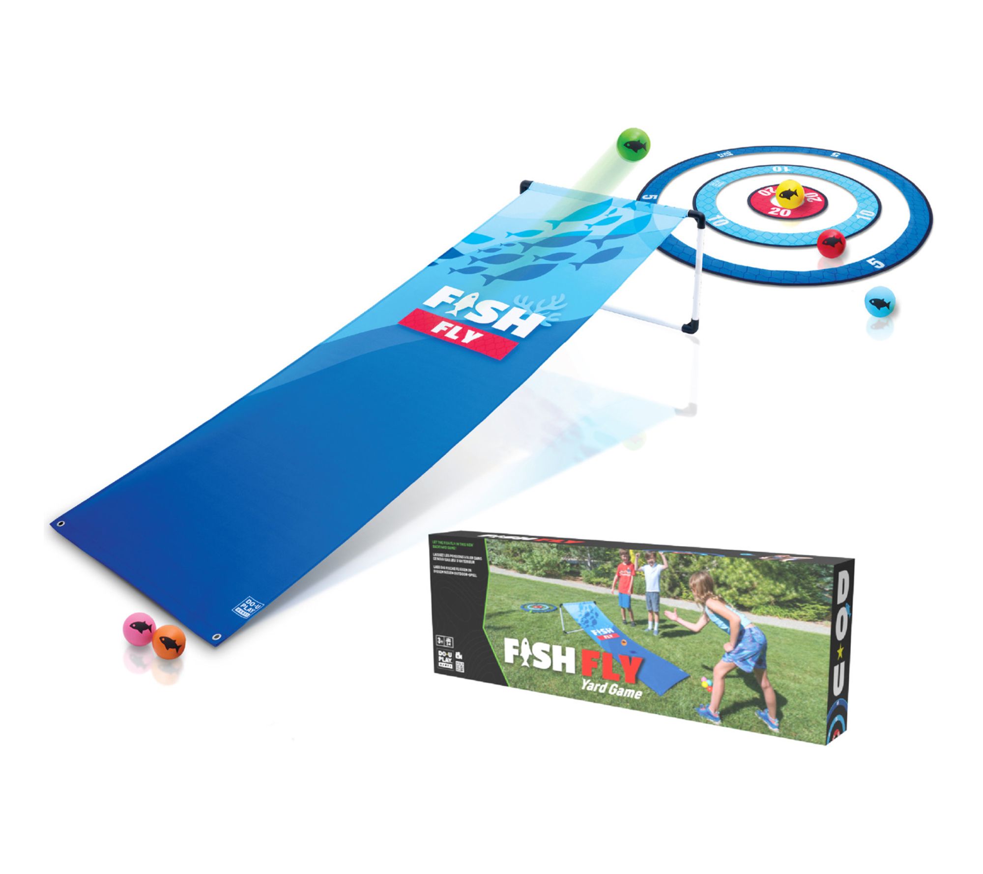 Do-U-Play Fish Fly Yard Game Launch The Ball Off The Ramp